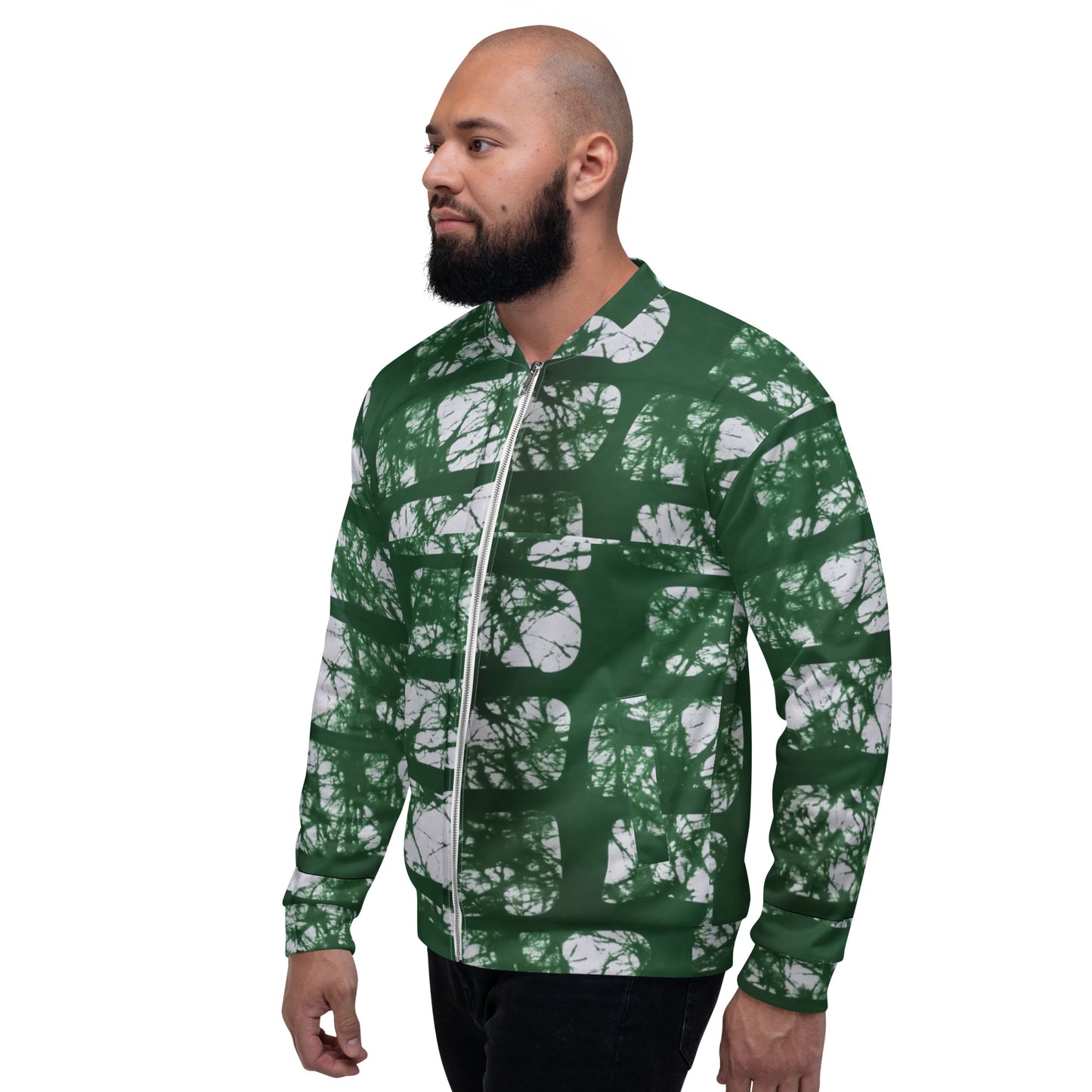 Green Adire Unisex Bomber Jacket