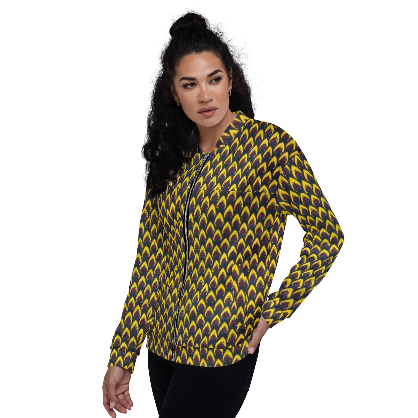 Yellow Flame Ankara Unisex Bomber Jacket