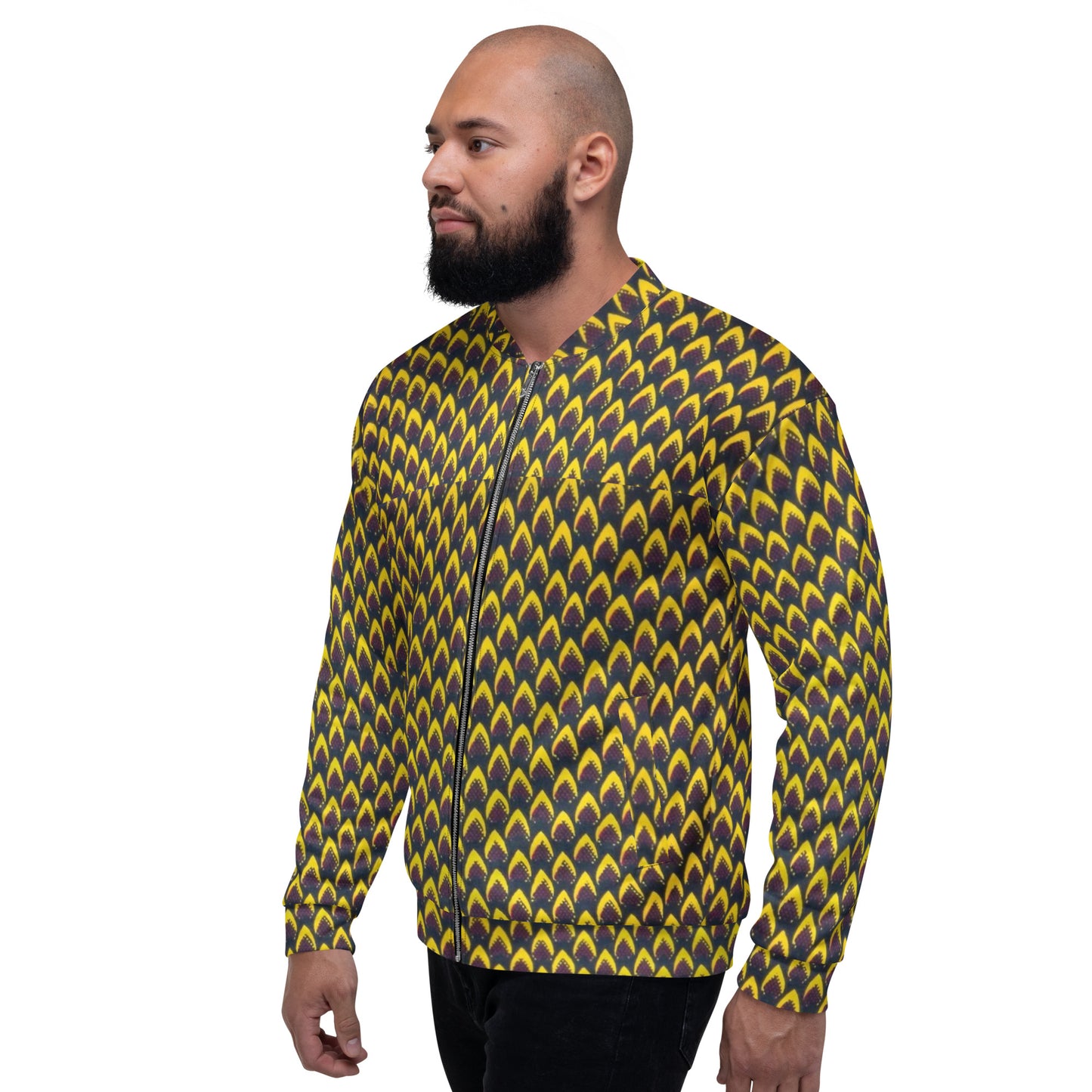 Yellow Flame Ankara Unisex Bomber Jacket