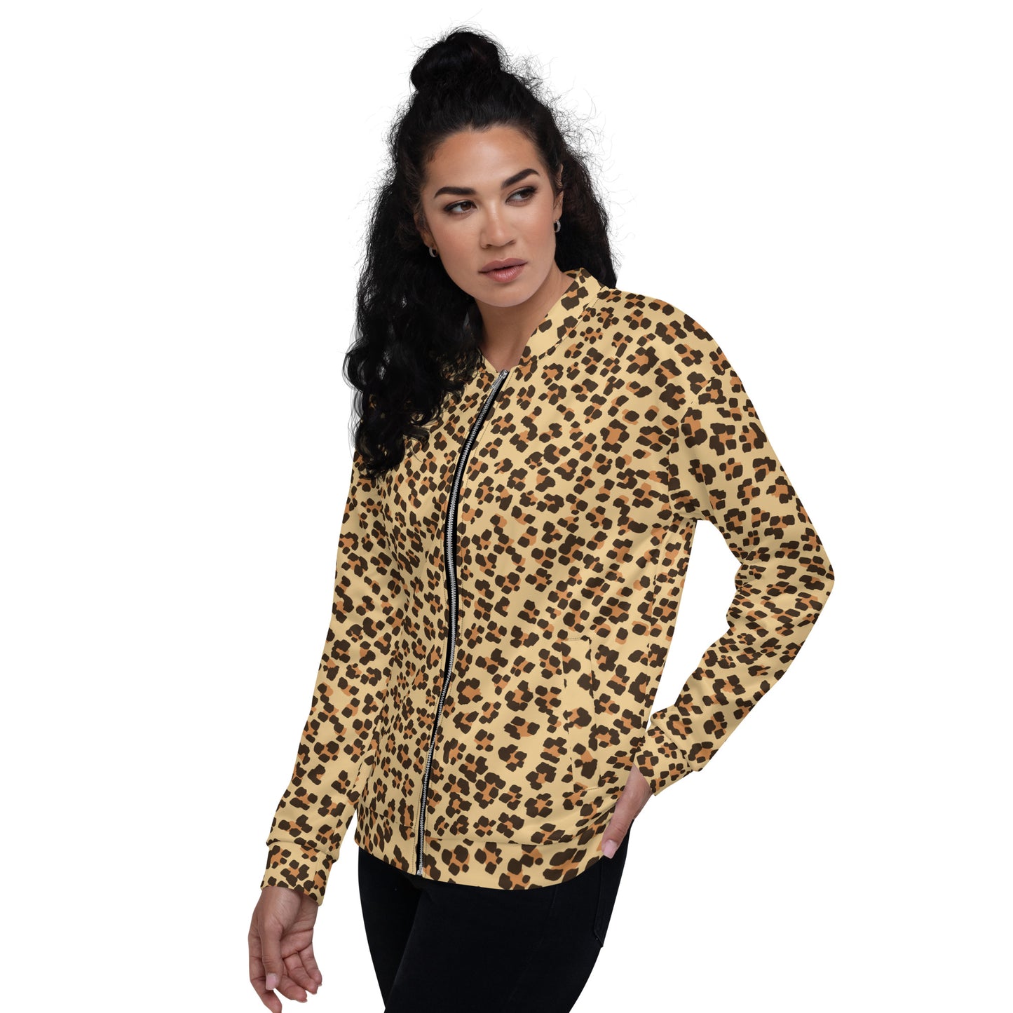 Brown Leopard Unisex Bomber Jacket