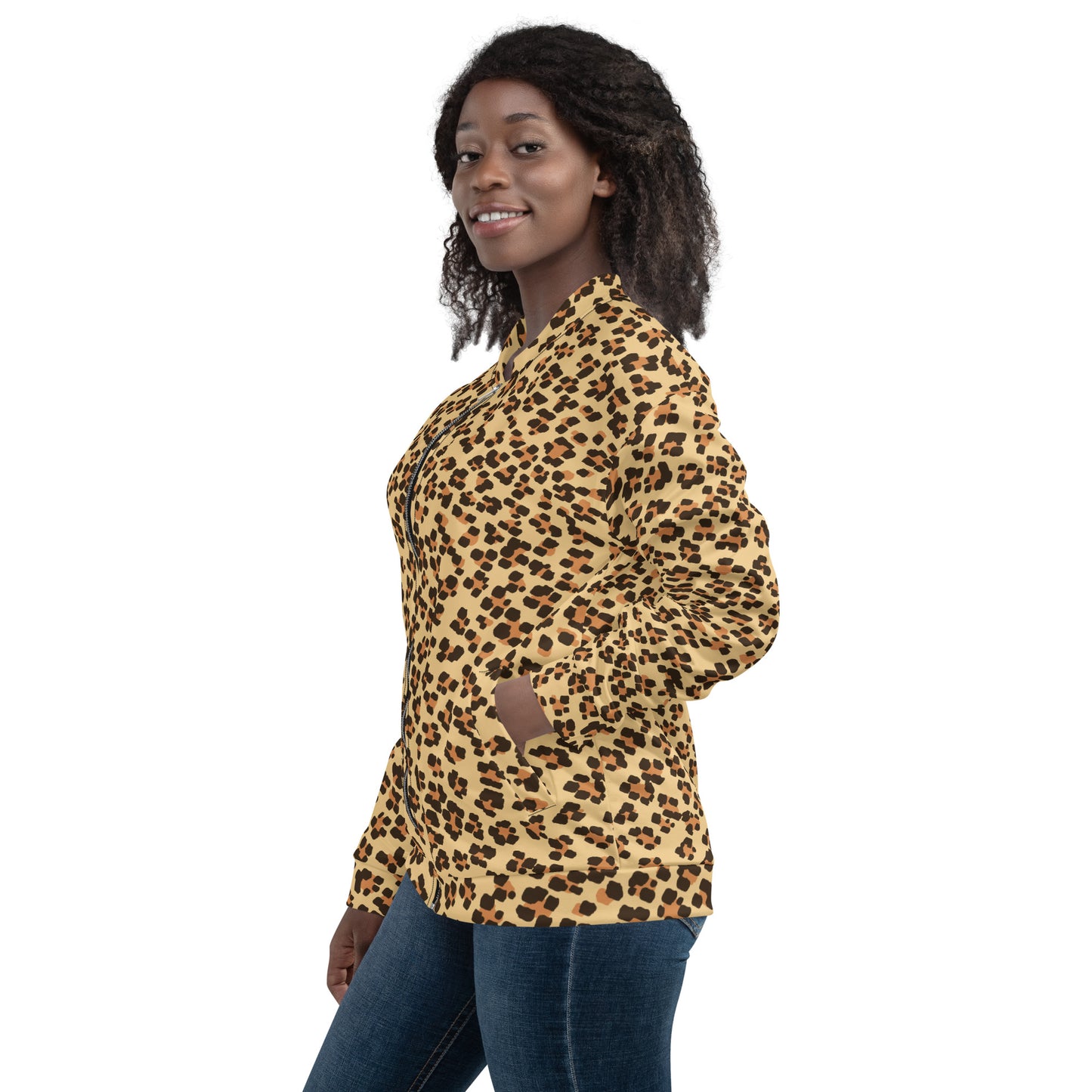 Brown Leopard Unisex Bomber Jacket