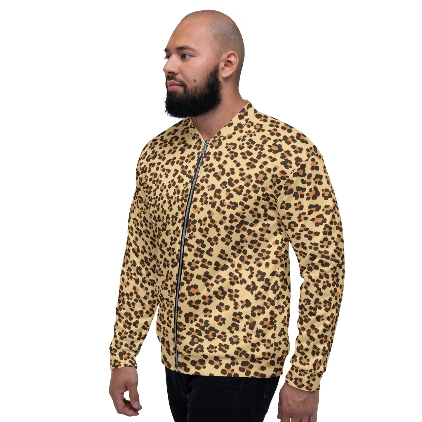 Brown Leopard Unisex Bomber Jacket