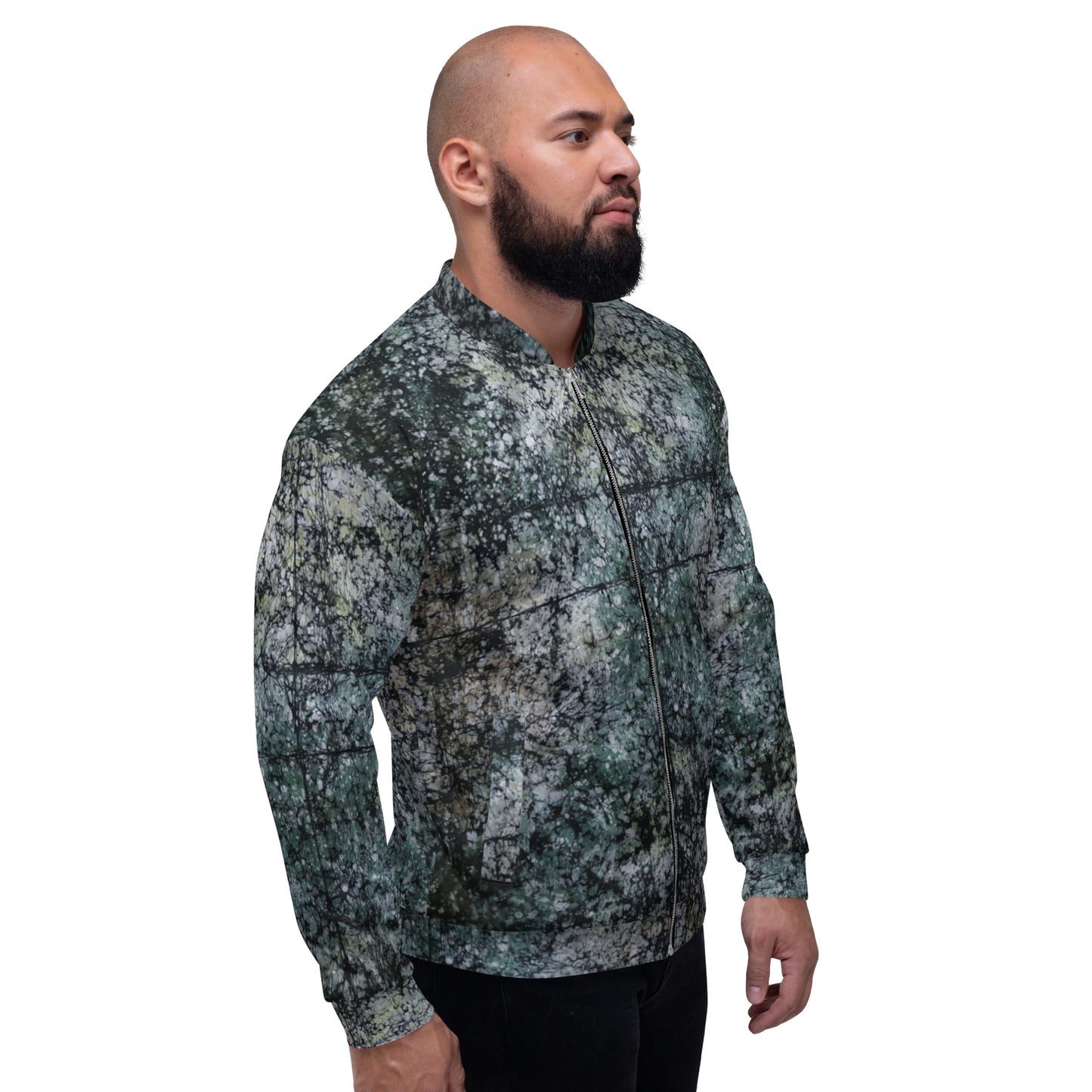 Dark Green Adire Unisex Bomber Jacket