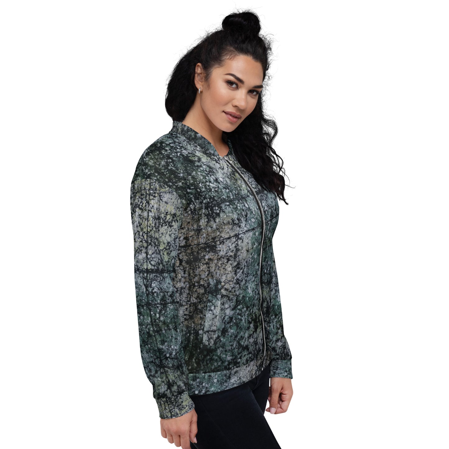 Dark Green Adire Unisex Bomber Jacket