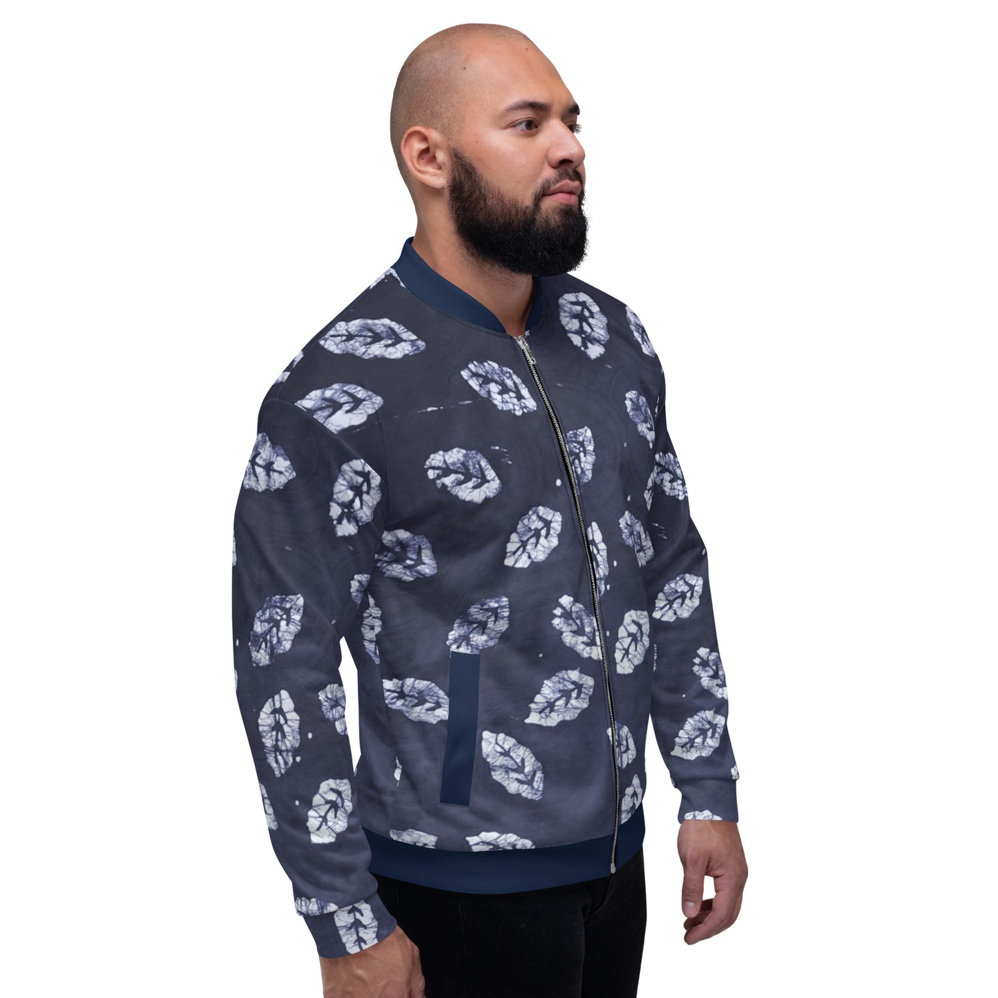 Indigo Leaf Adire Unisex Bomber Jacket