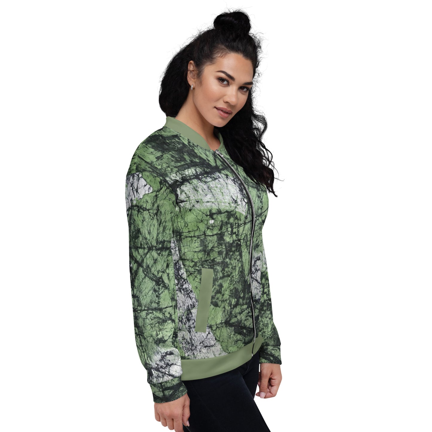 Lime Green Adire Unisex Bomber Jacket