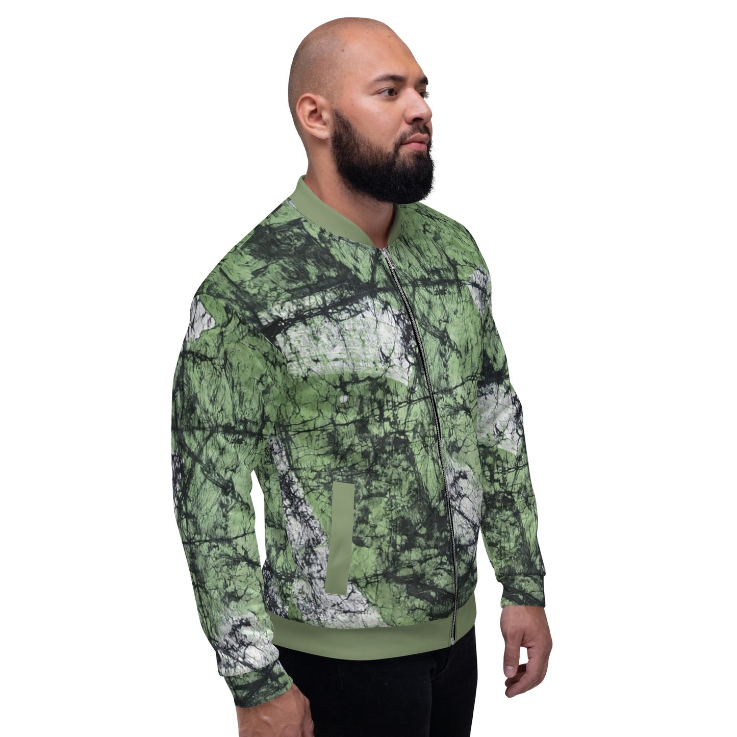 Lime Green Adire Unisex Bomber Jacket