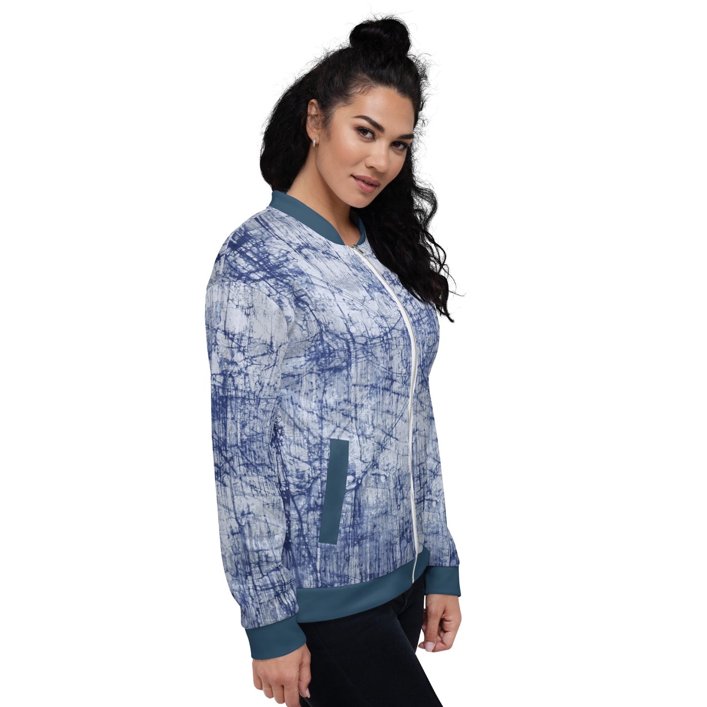 Blue Marble Adire Unisex Bomber Jacket