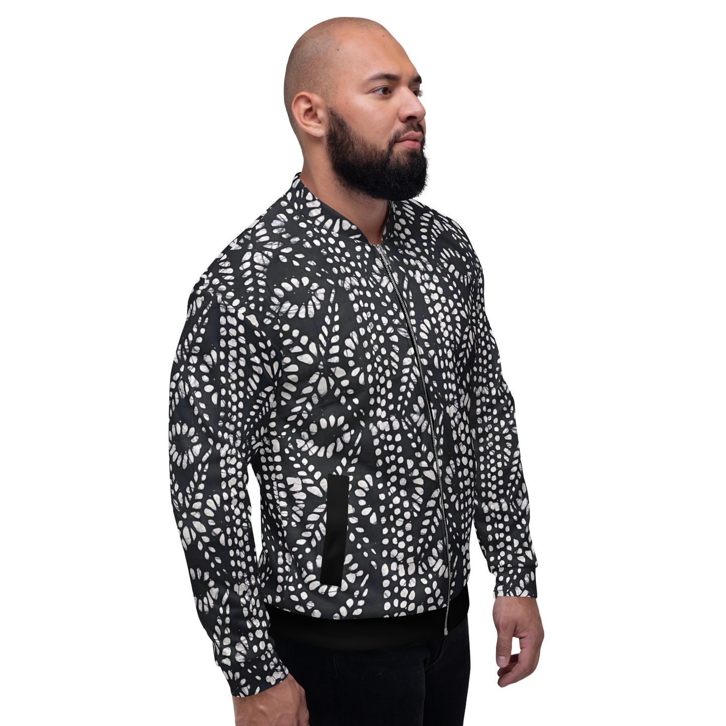 Black & White Aztec Adire Unisex Bomber Jacket