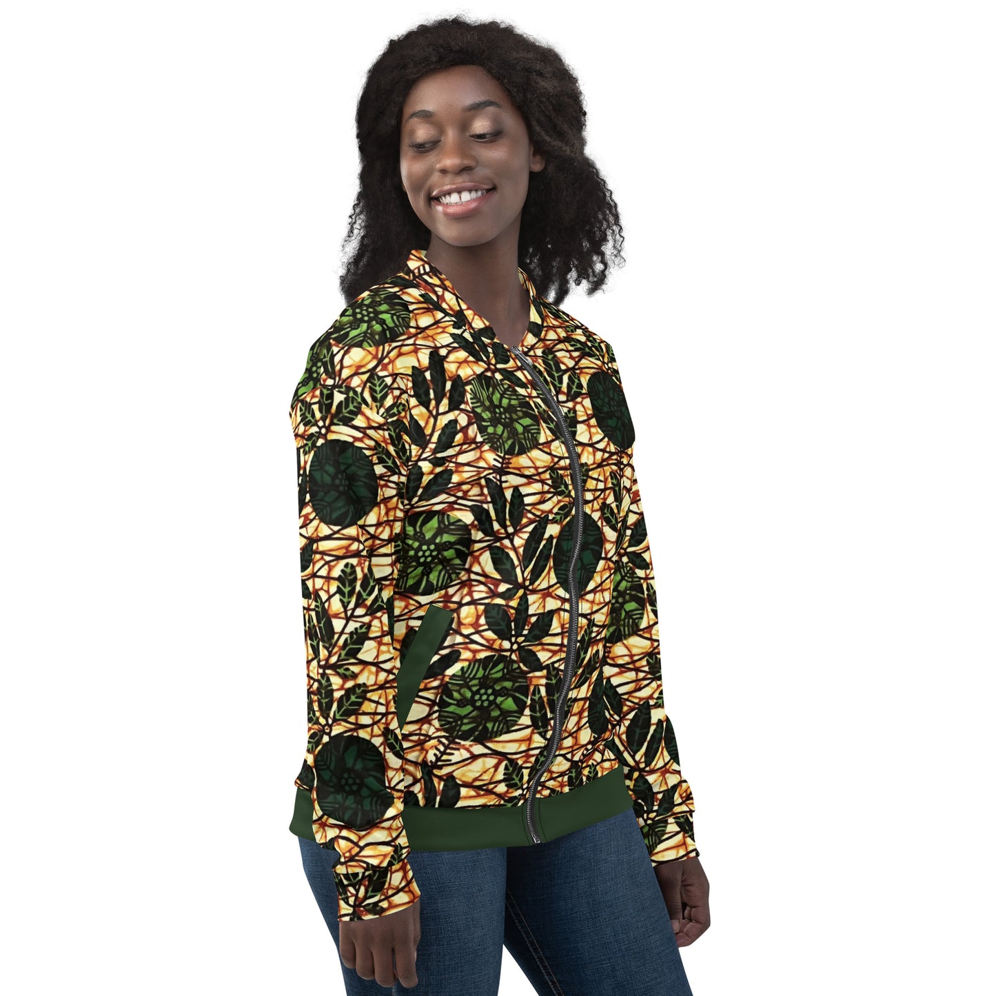 Green Leaf Wine Ankara Unisex Bomber Jacket