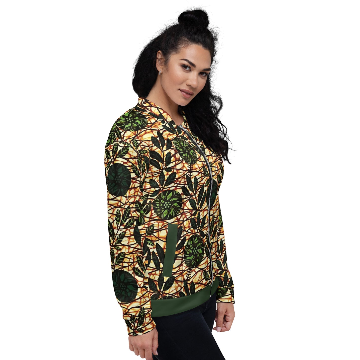 Green Leaf Wine Ankara Unisex Bomber Jacket