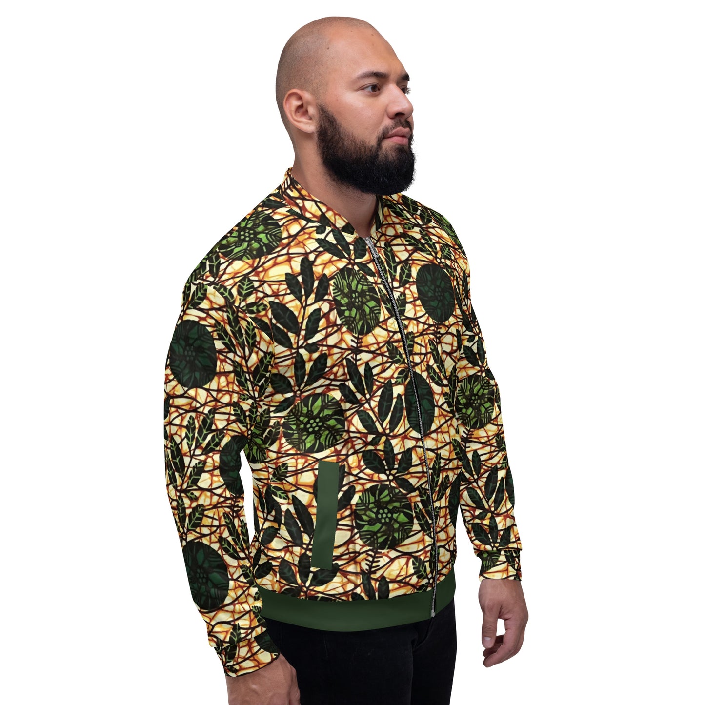 Green Leaf Wine Ankara Unisex Bomber Jacket