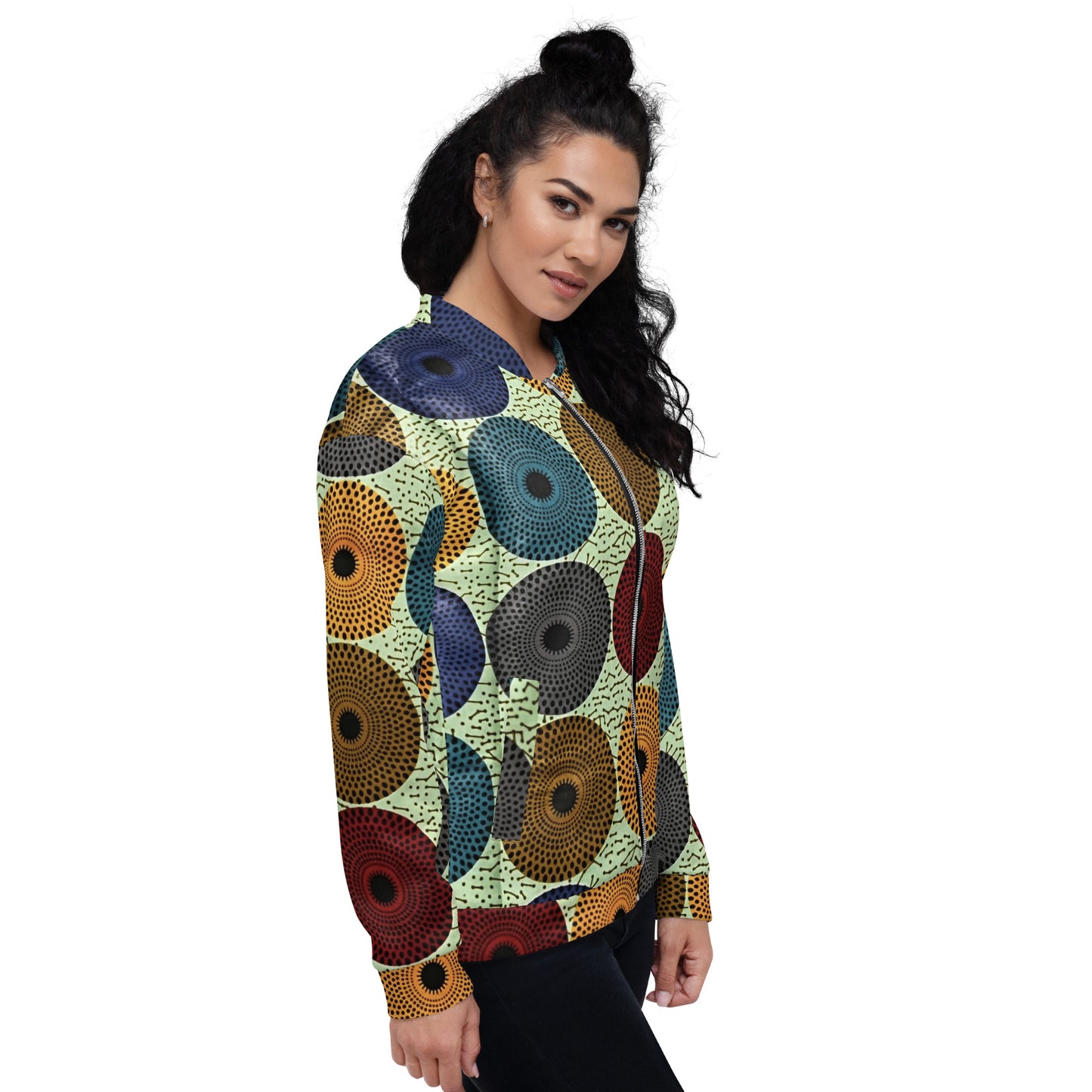 Multicolour Mandela Print Ankara Unisex Bomber Jacket