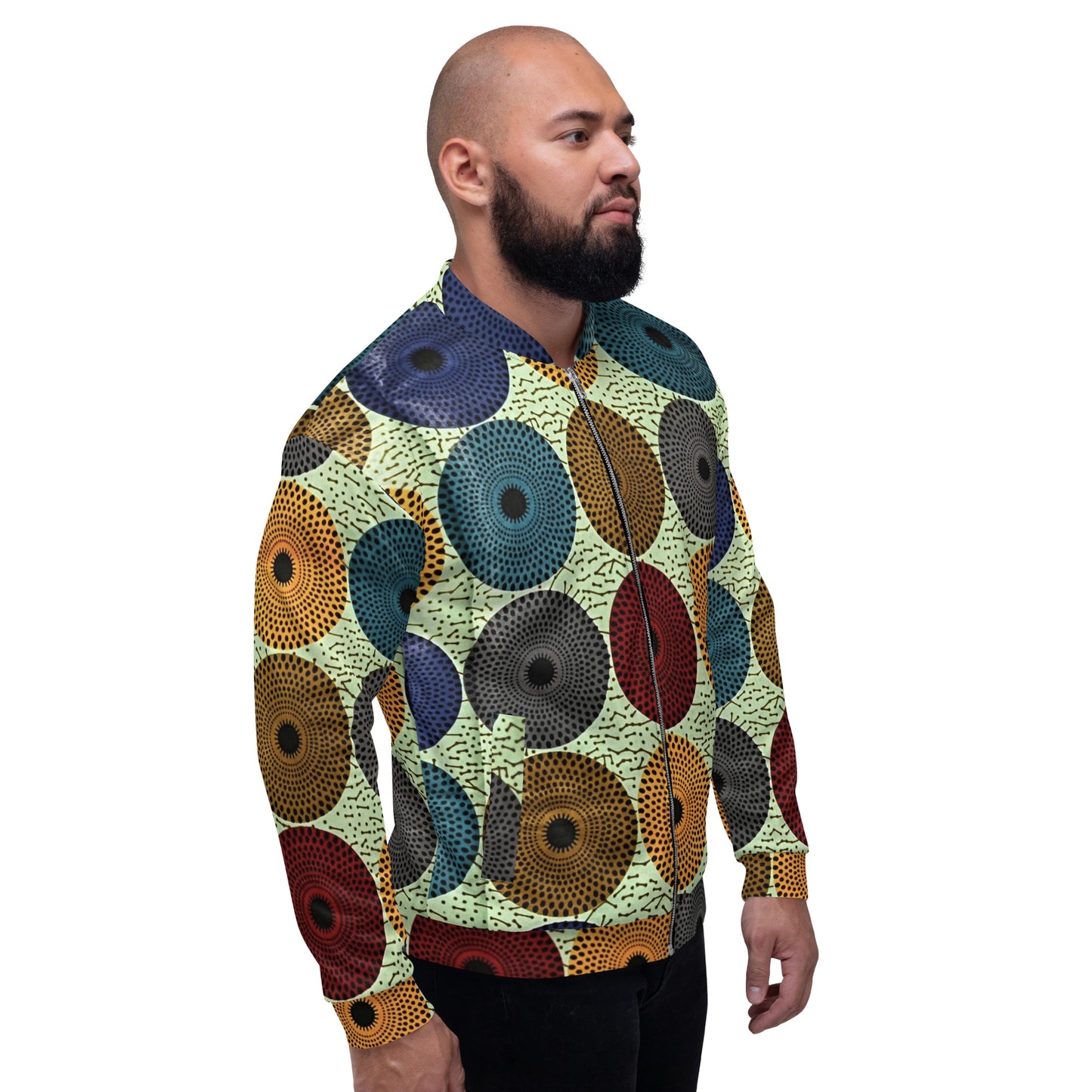 Multicolour Mandela Print Ankara Unisex Bomber Jacket