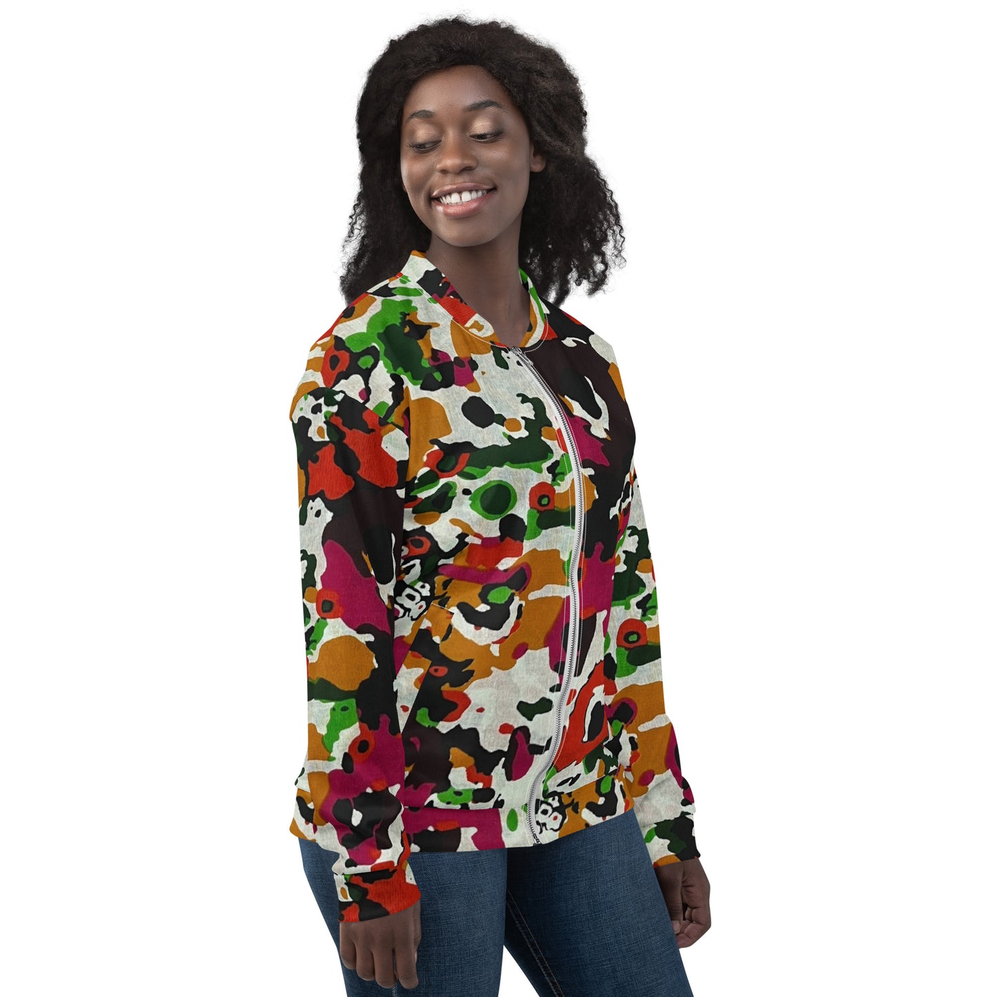 Multicolour Paint Ankara Unisex Bomber Jacket