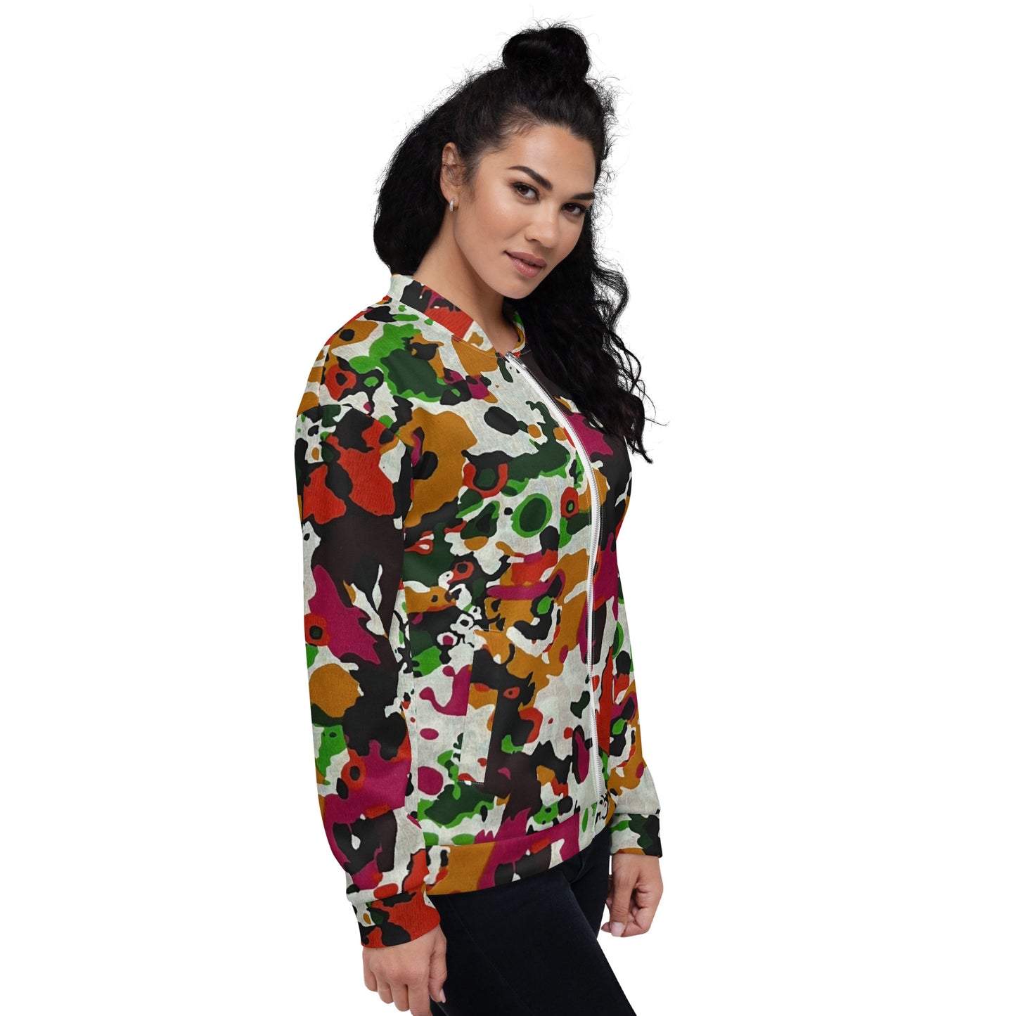 Multicolour Paint Ankara Unisex Bomber Jacket