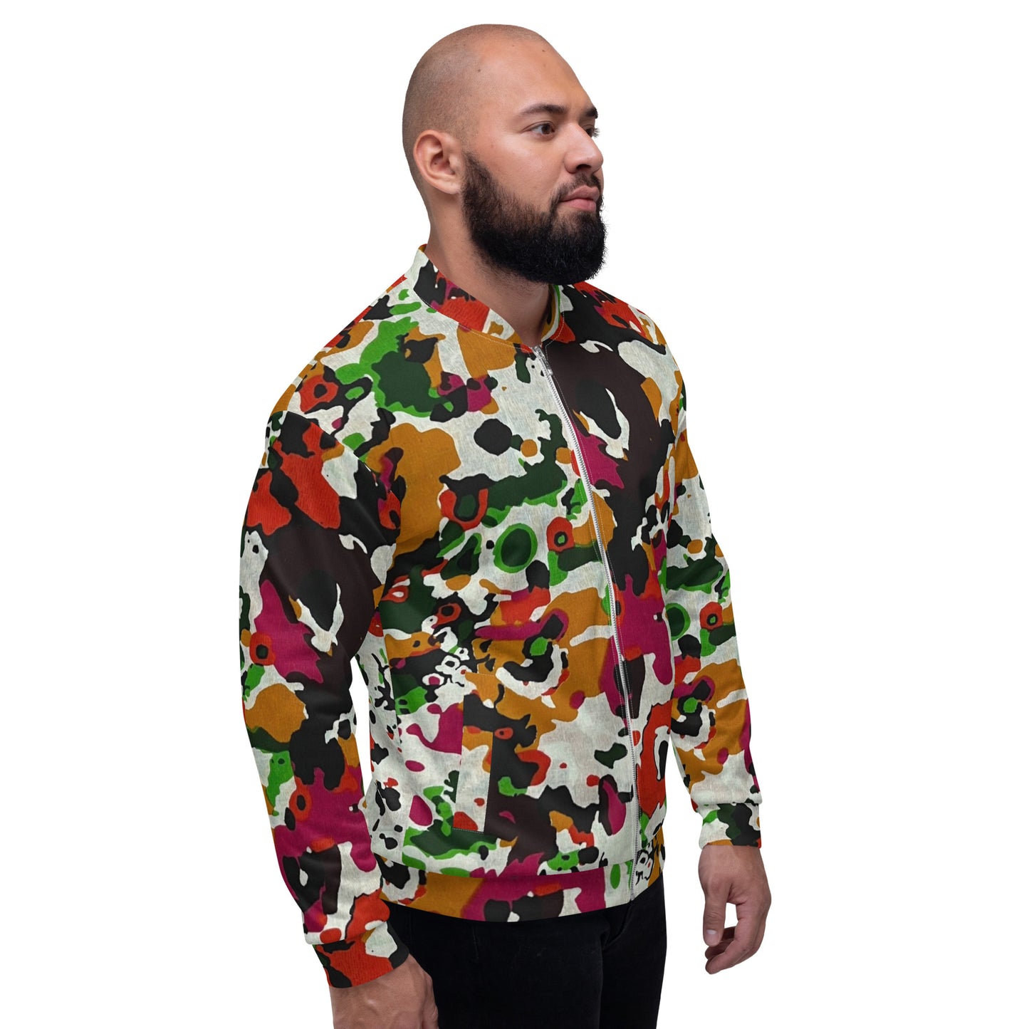 Multicolour Paint Ankara Unisex Bomber Jacket