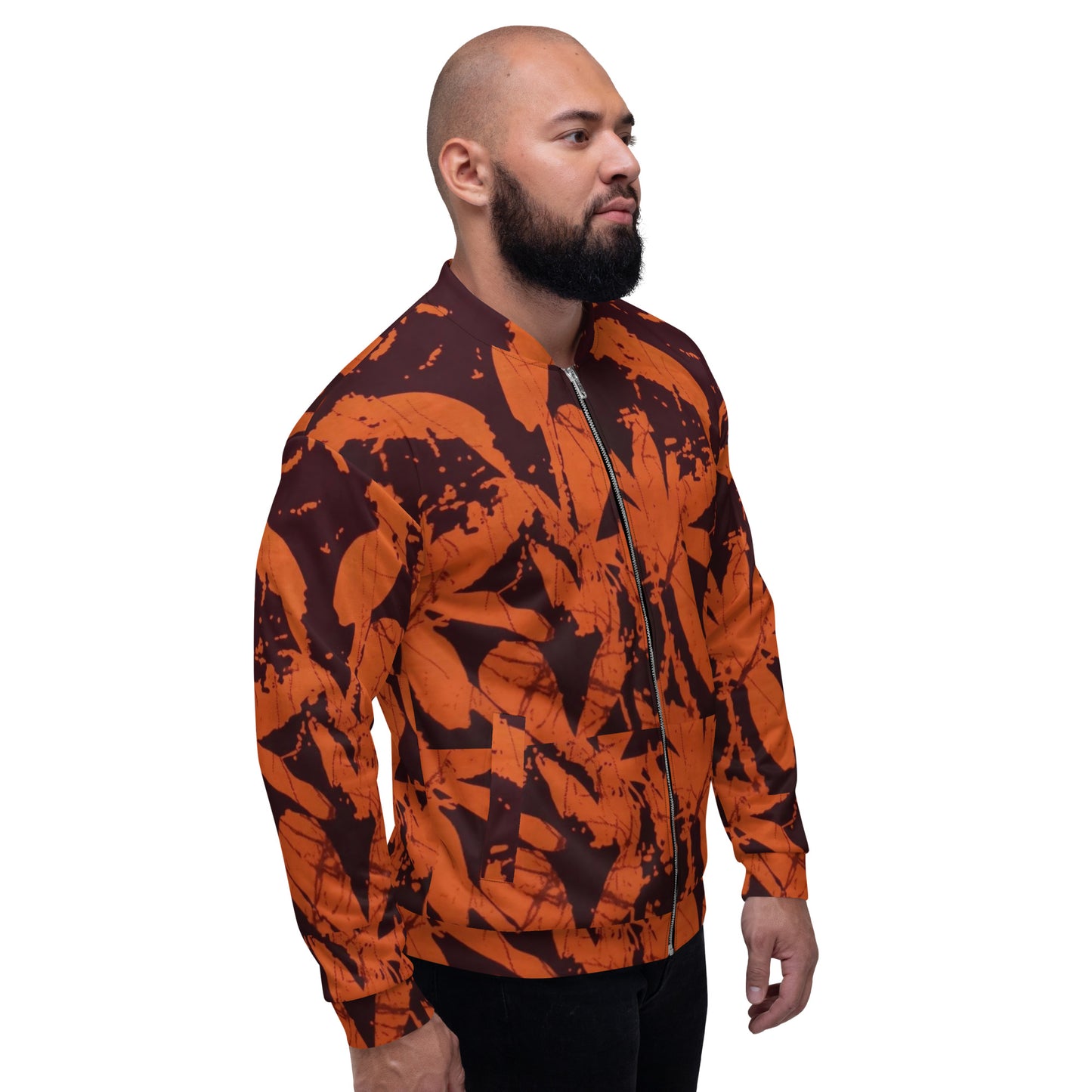 Orange Adire Unisex Bomber Jacket