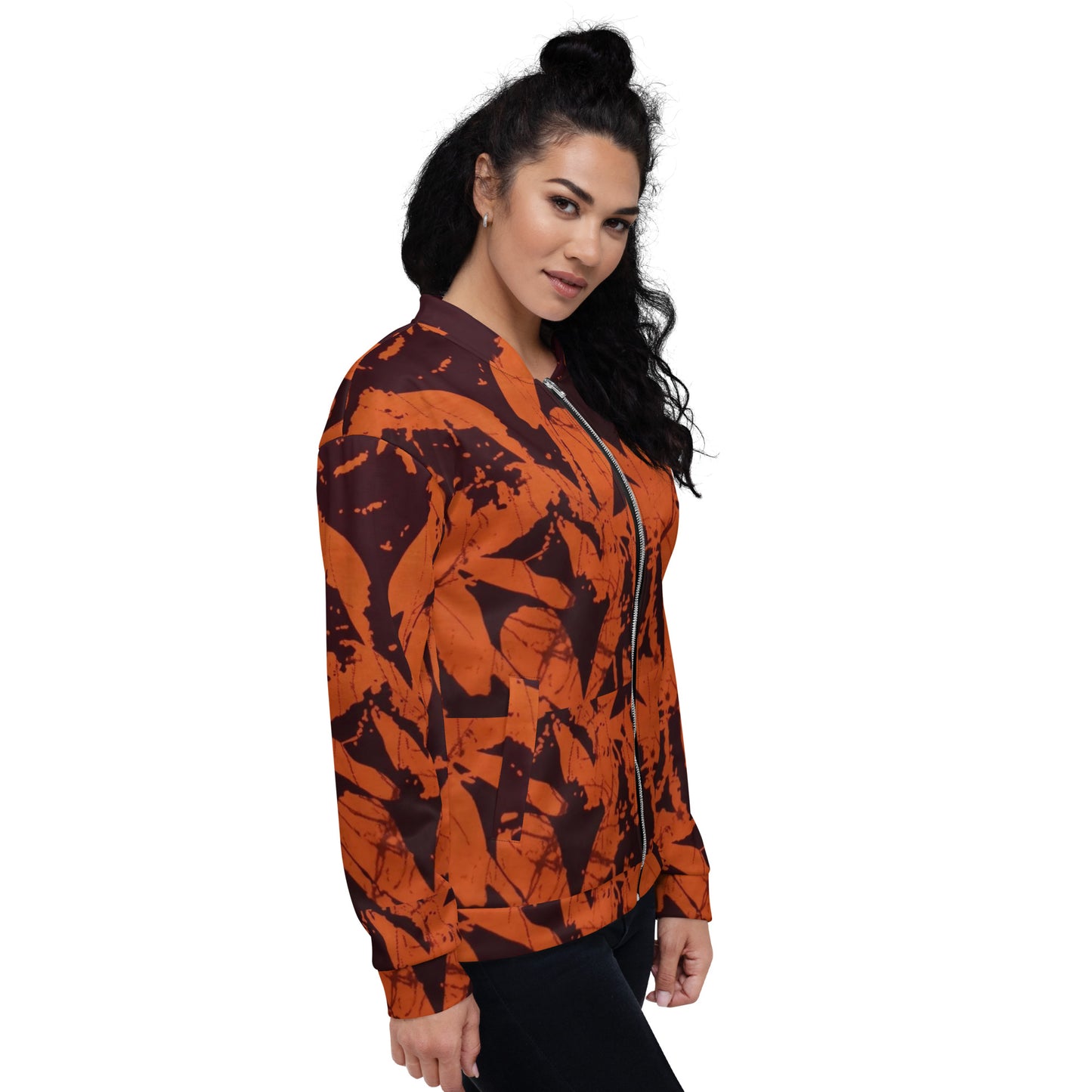 Orange Adire Unisex Bomber Jacket