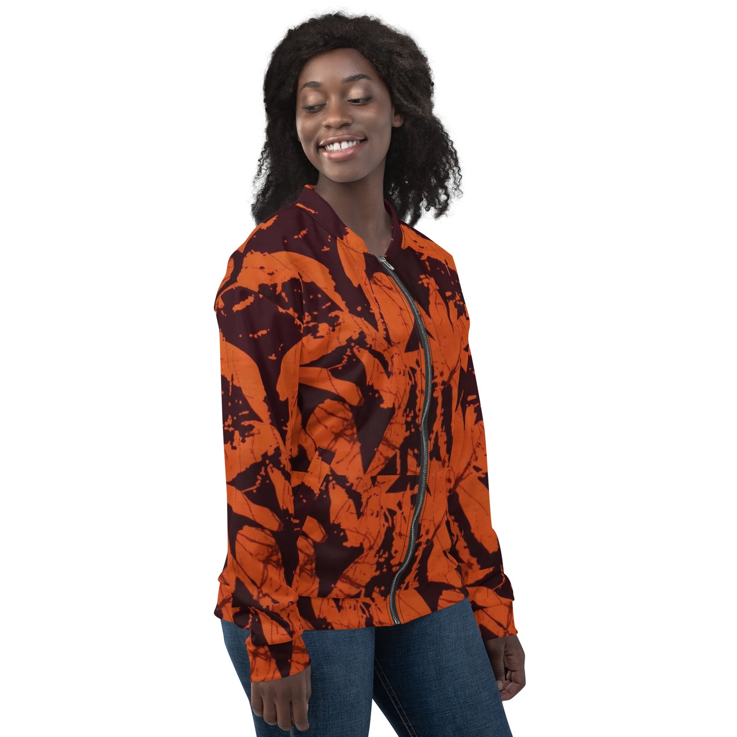 Orange Adire Unisex Bomber Jacket