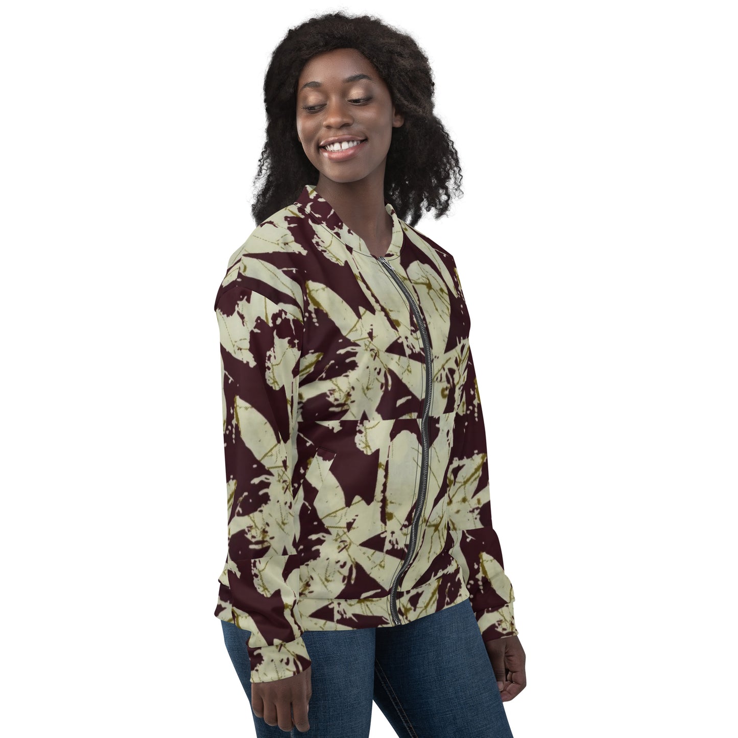 Brown Adire Unisex Bomber Jacket