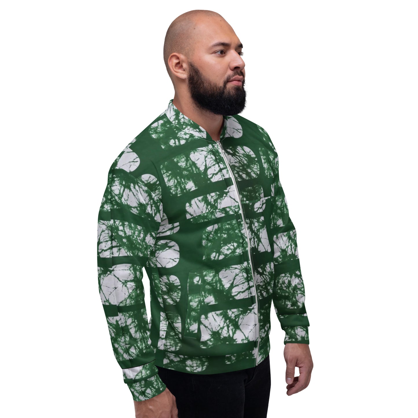 Green Adire Unisex Bomber Jacket