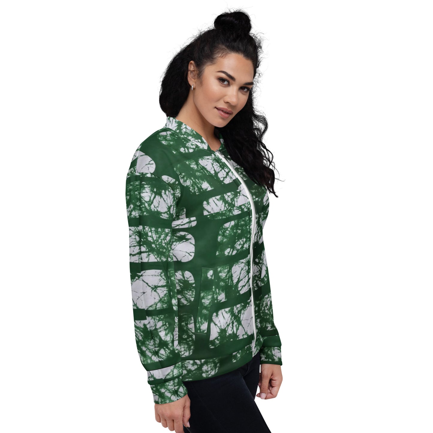 Green Adire Unisex Bomber Jacket