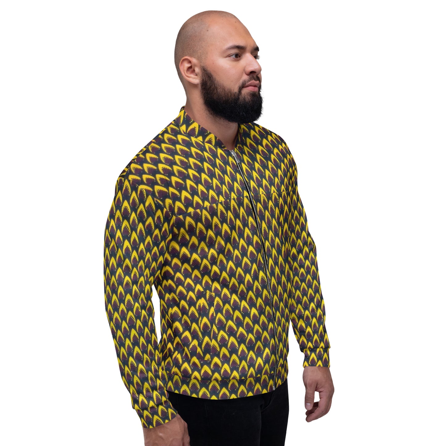 Yellow Flame Ankara Unisex Bomber Jacket