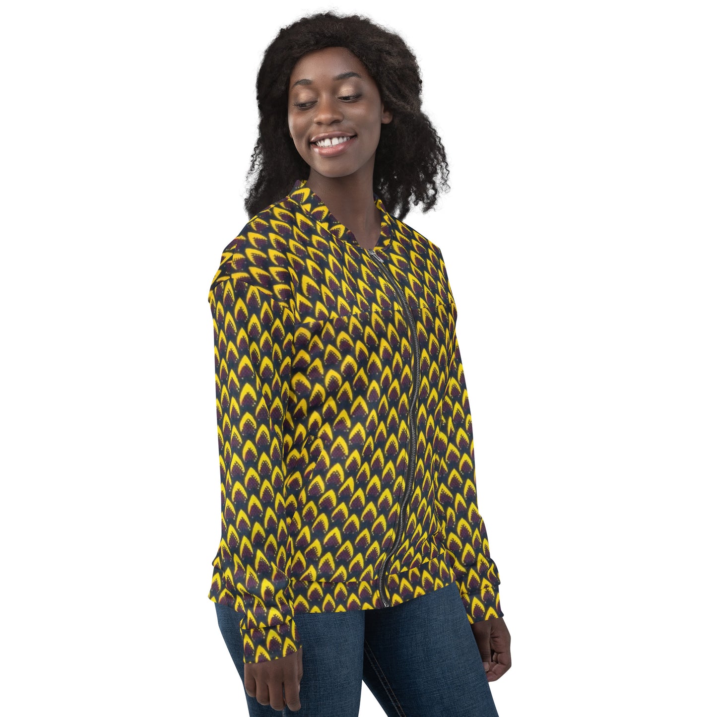 Yellow Flame Ankara Unisex Bomber Jacket