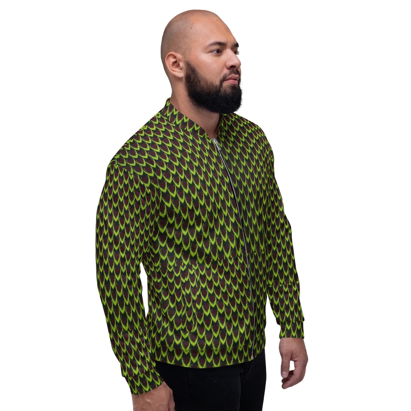 Green Flame Ankara Unisex Bomber Jacket