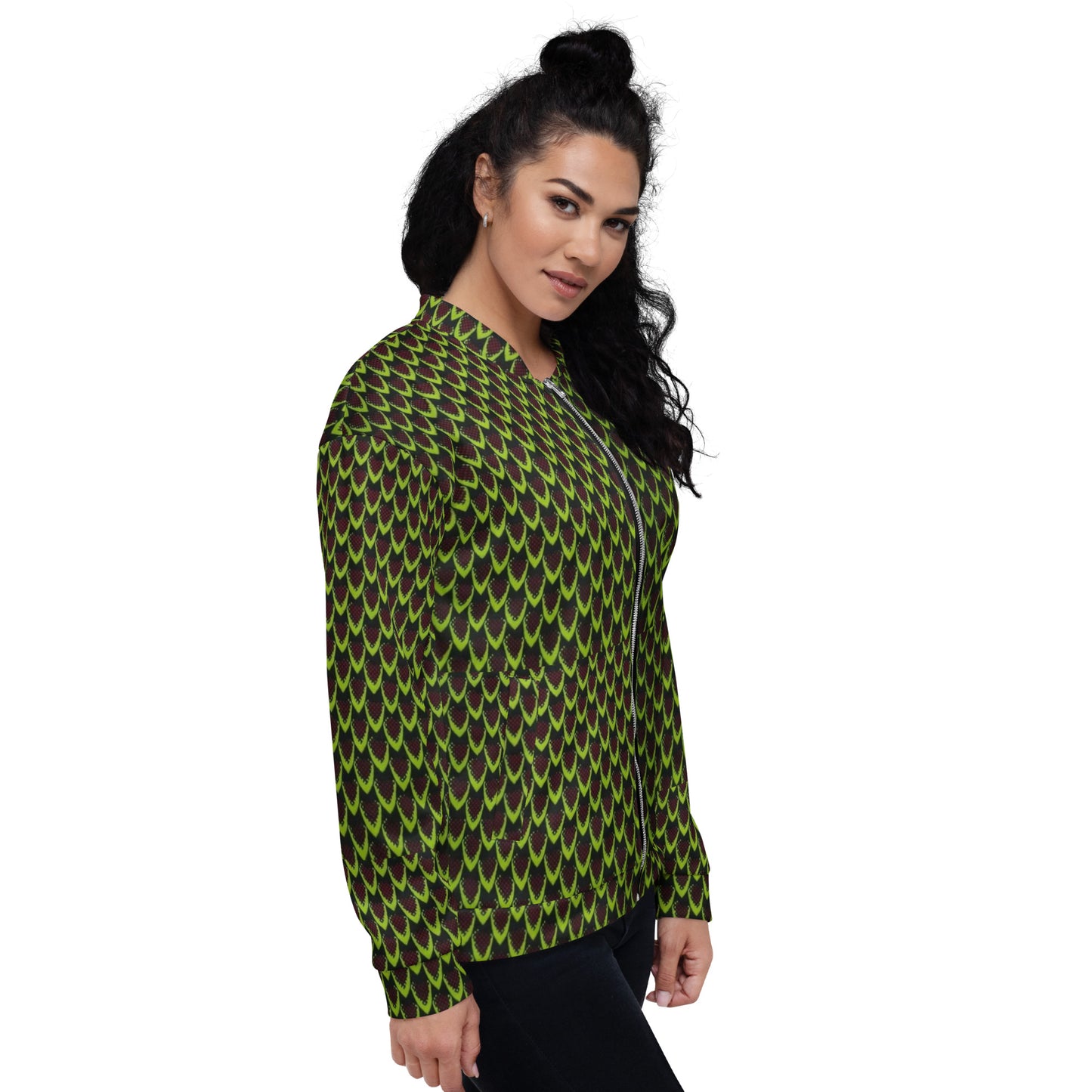 Green Flame Ankara Unisex Bomber Jacket