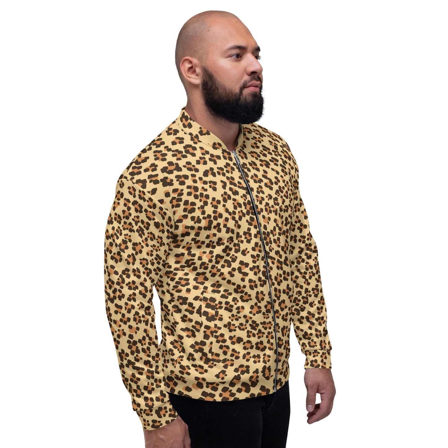 Brown Leopard Unisex Bomber Jacket