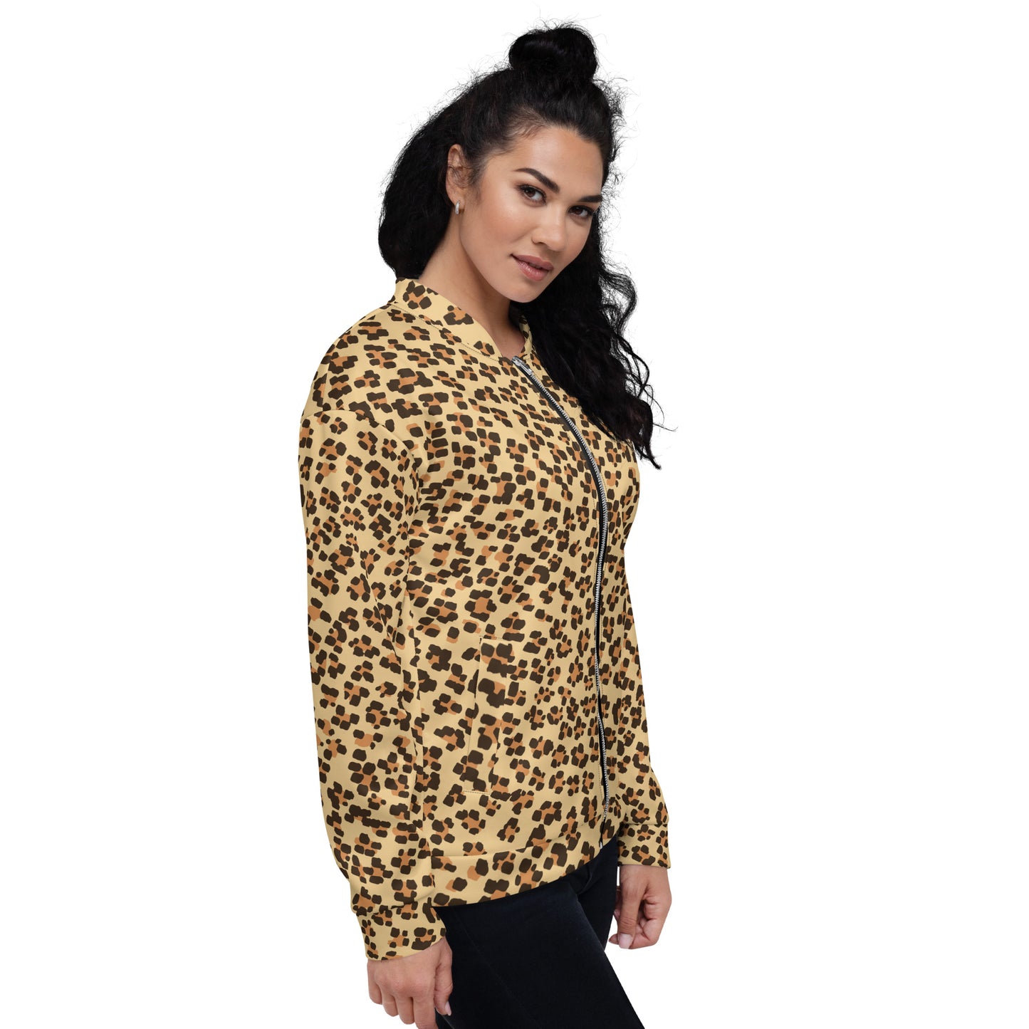 Brown Leopard Unisex Bomber Jacket