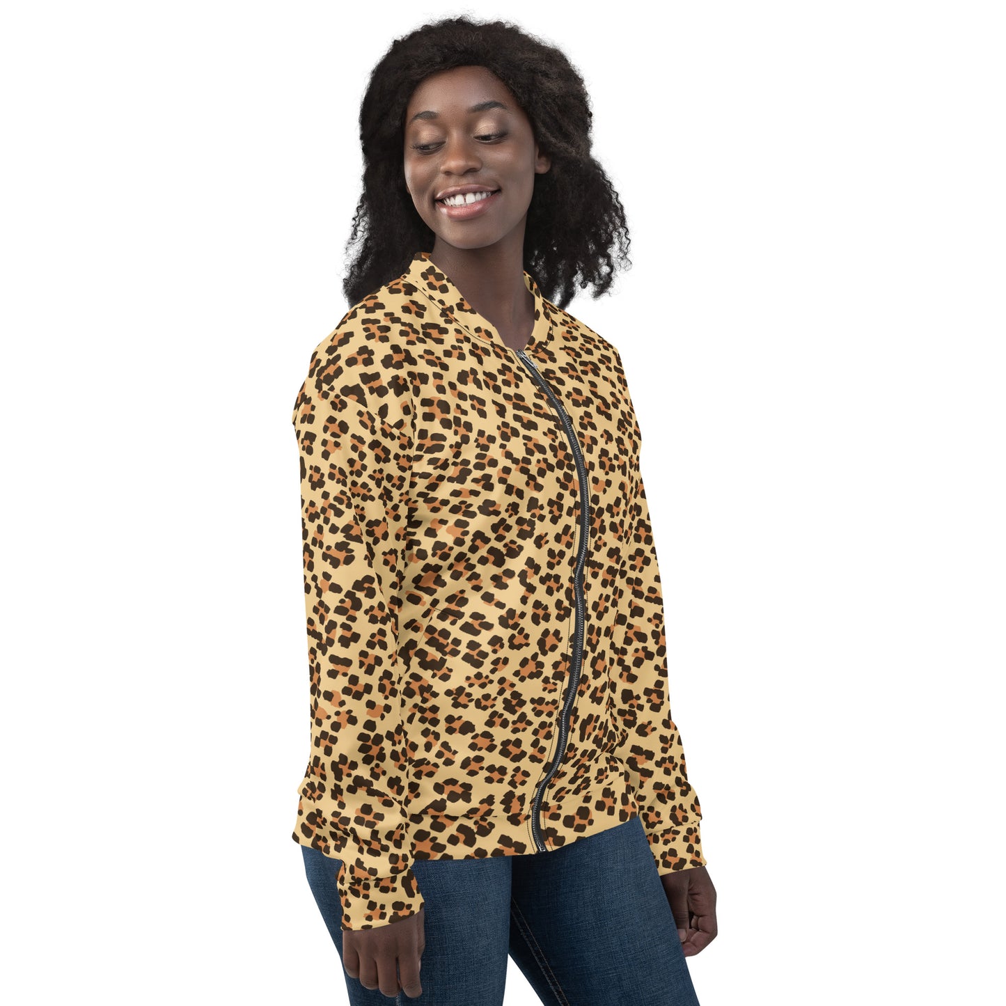 Brown Leopard Unisex Bomber Jacket