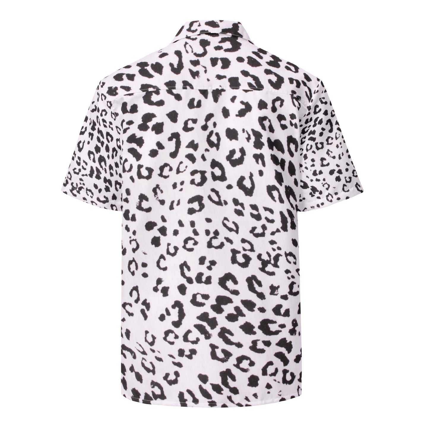 Monochrome Leopard Print Unisex Button Shirt