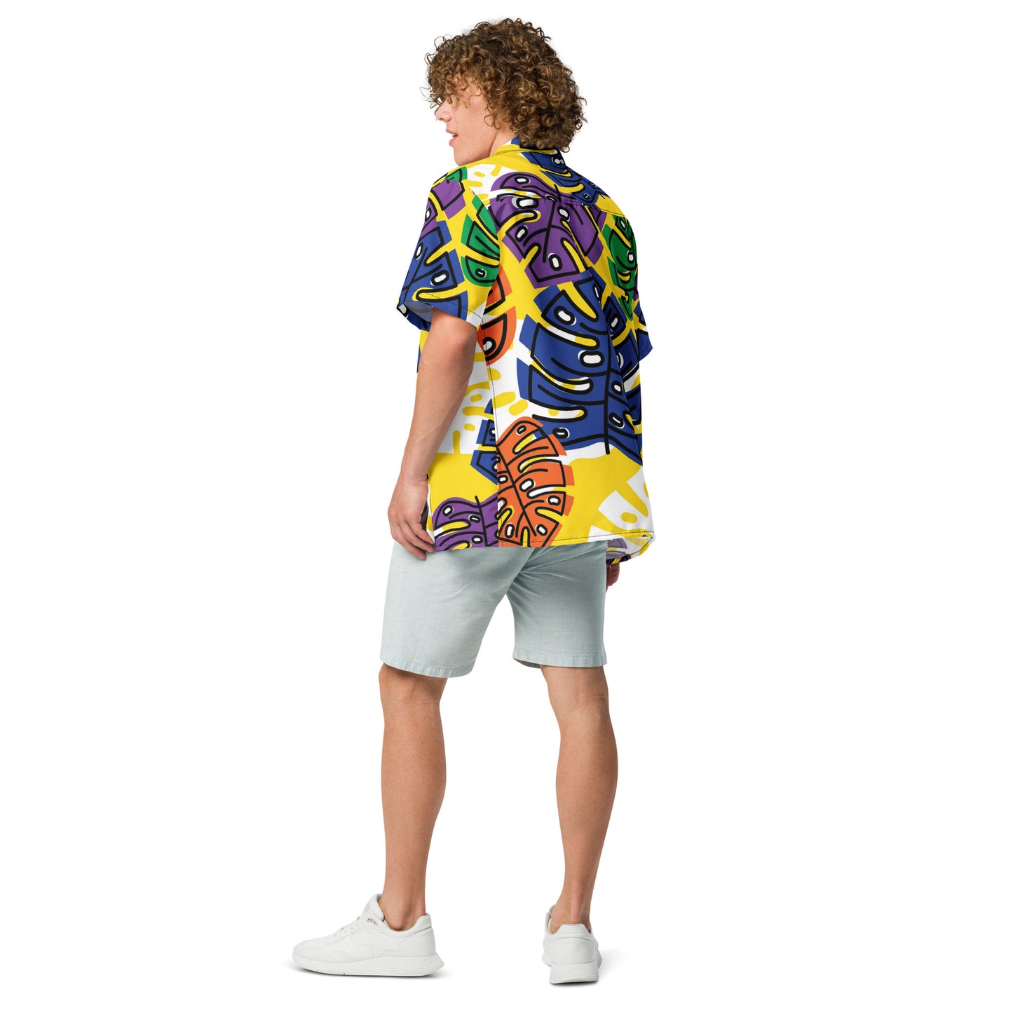 Tropical Print Unisex Button Shirt