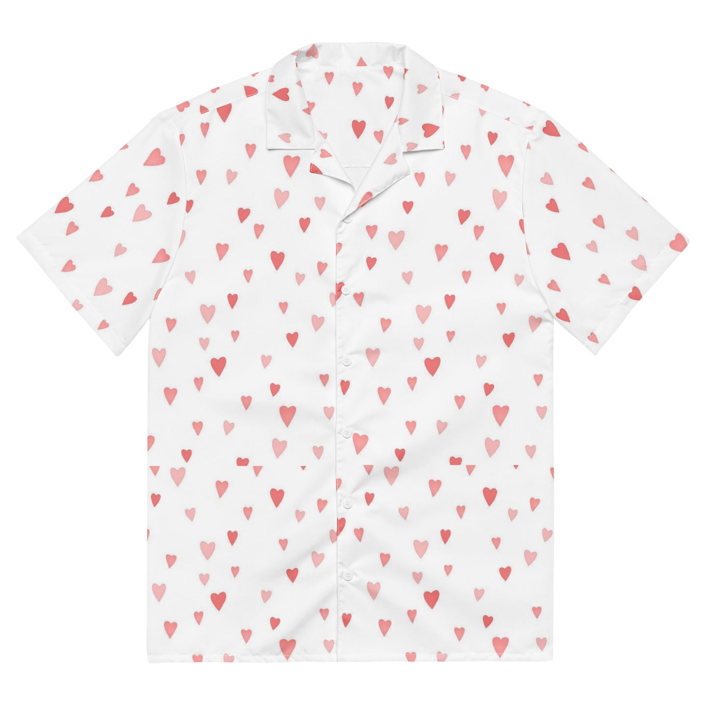 Pink Hearts Unisex Button Shirt