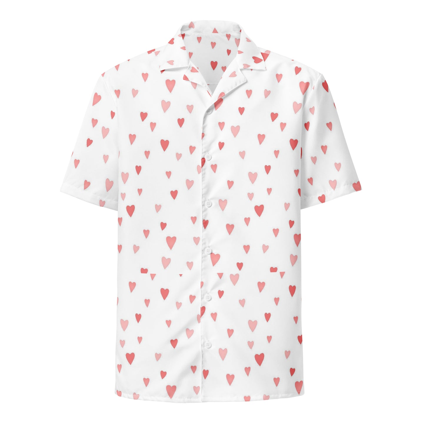 Pink Hearts Unisex Button Shirt