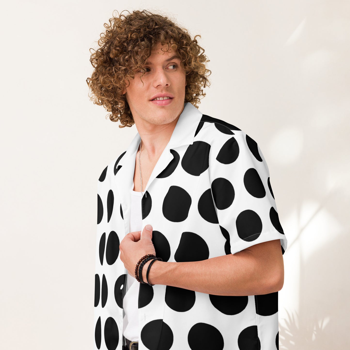 Bold Polka Dote Unisex Button Shirt