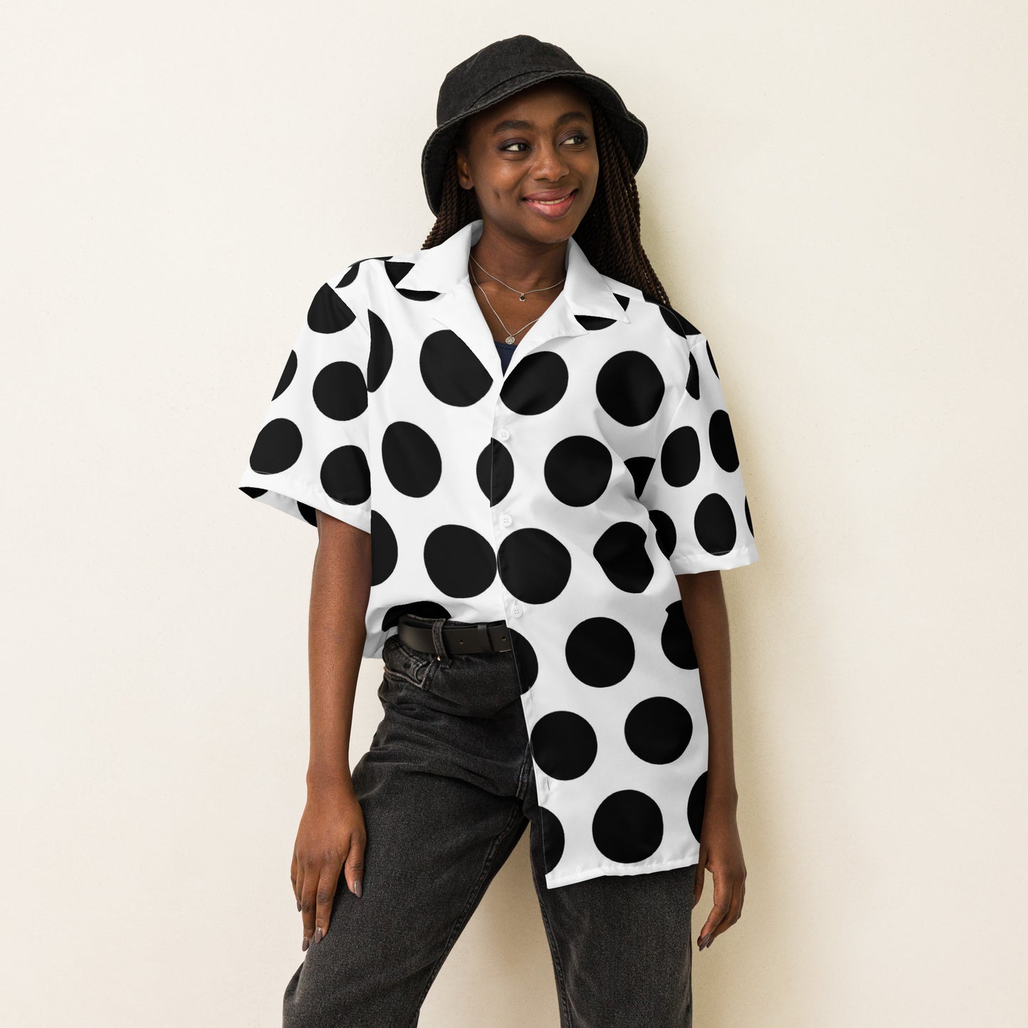 Bold Polka Dote Unisex Button Shirt