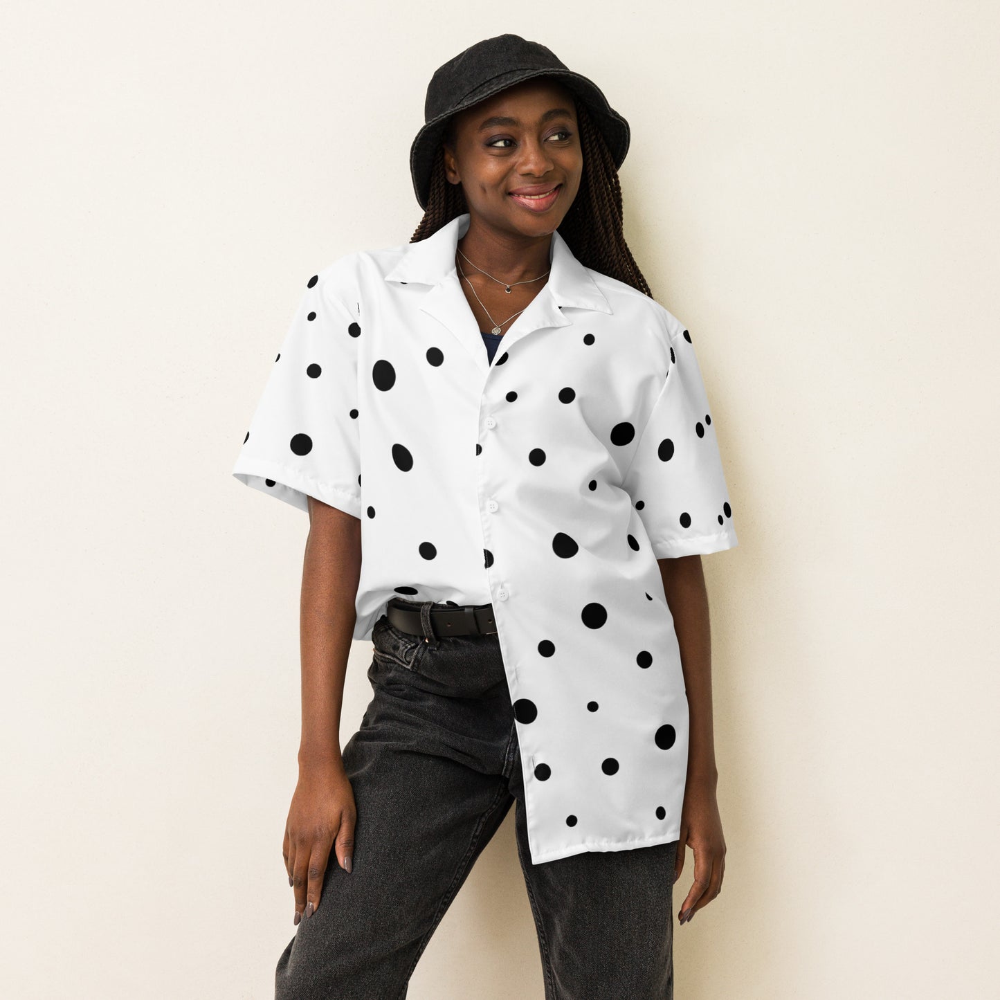 Scatter Polka Dots Unisex Button Shirt