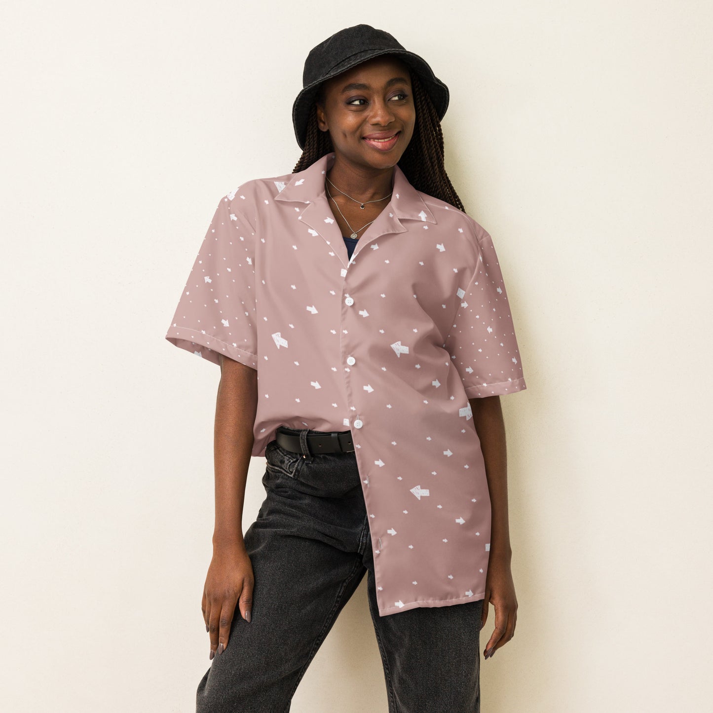 Mauve Pink Unisex Button Shirt