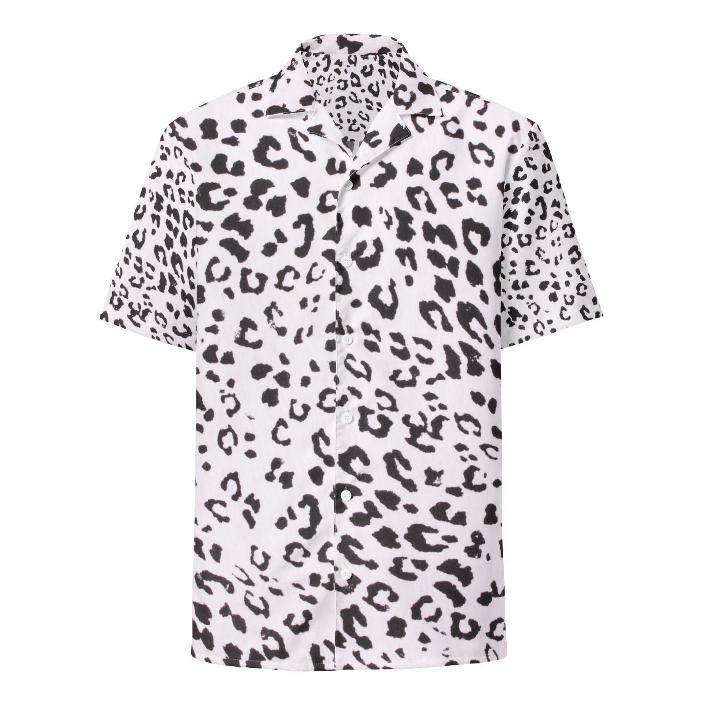 Monochrome Leopard Print Unisex Button Shirt