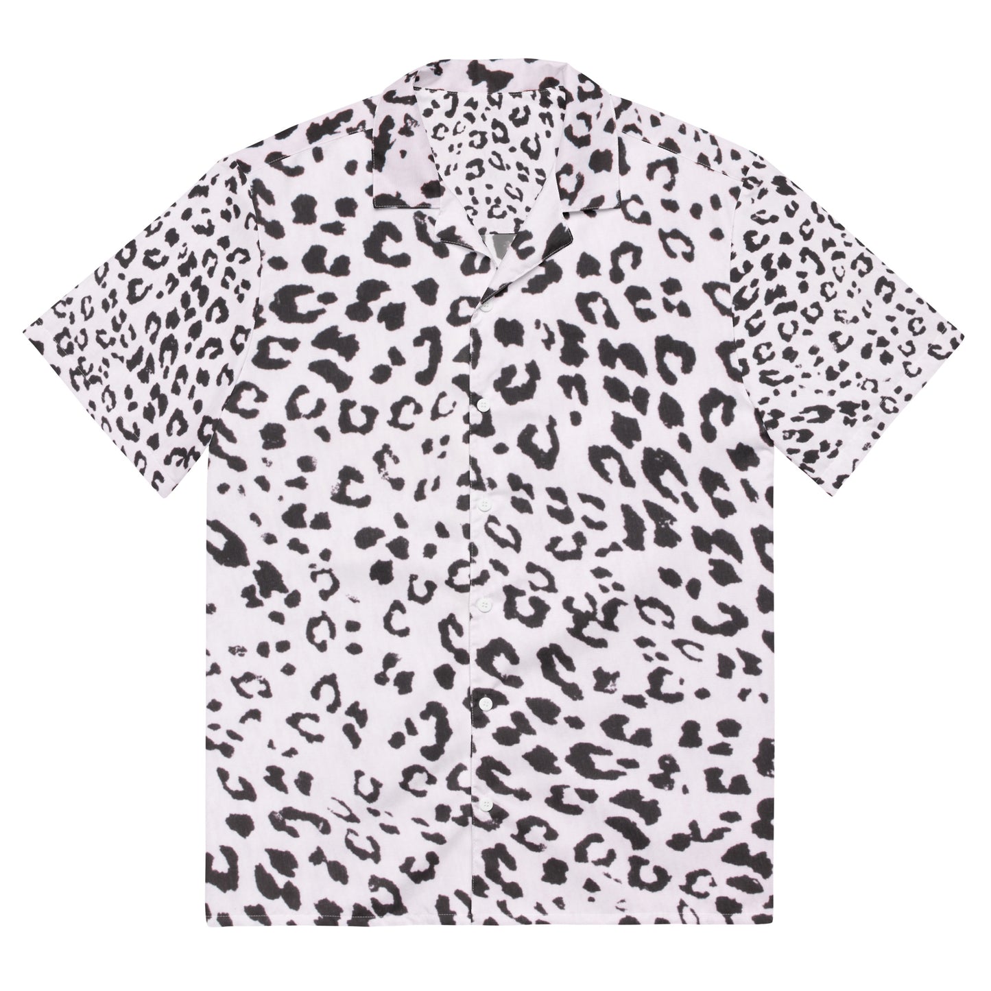 Monochrome Leopard Print Unisex Button Shirt