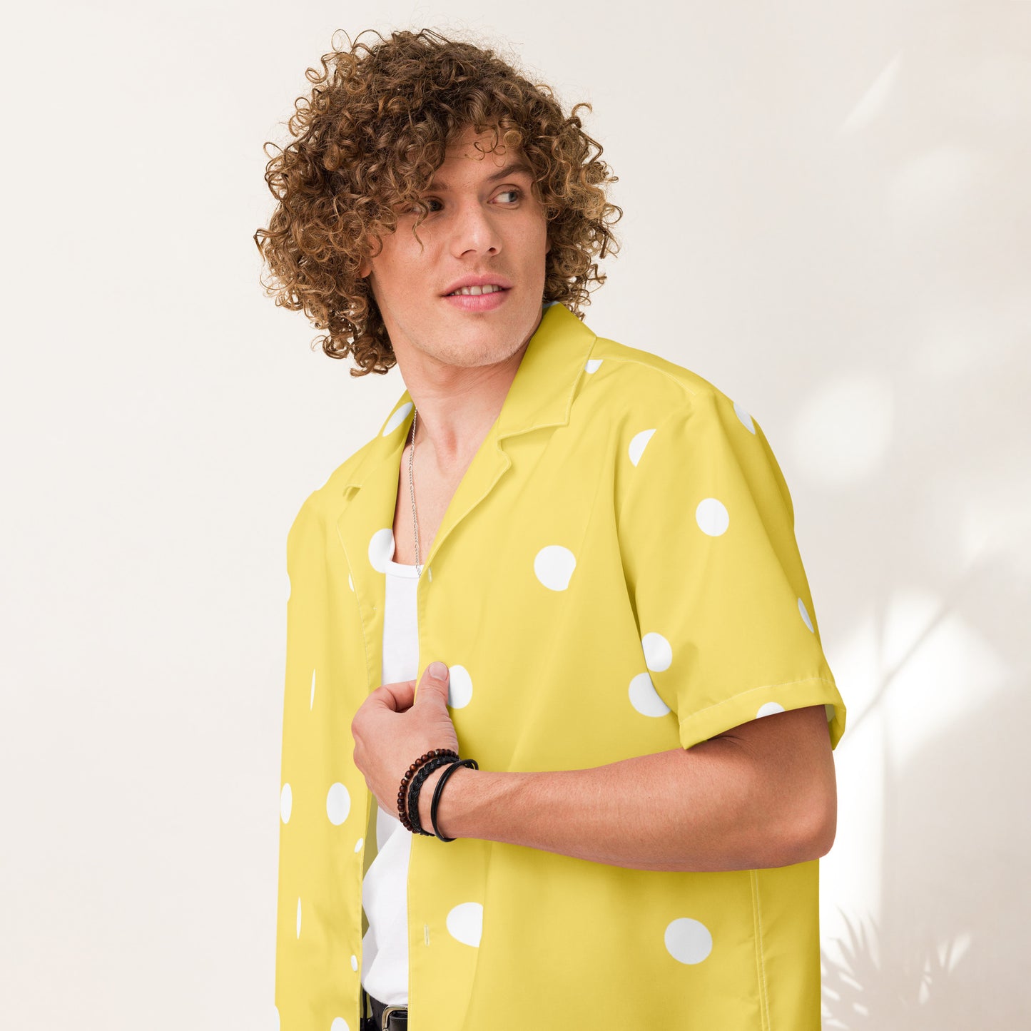 Yellow Polka Dot Unisex Button Shirt