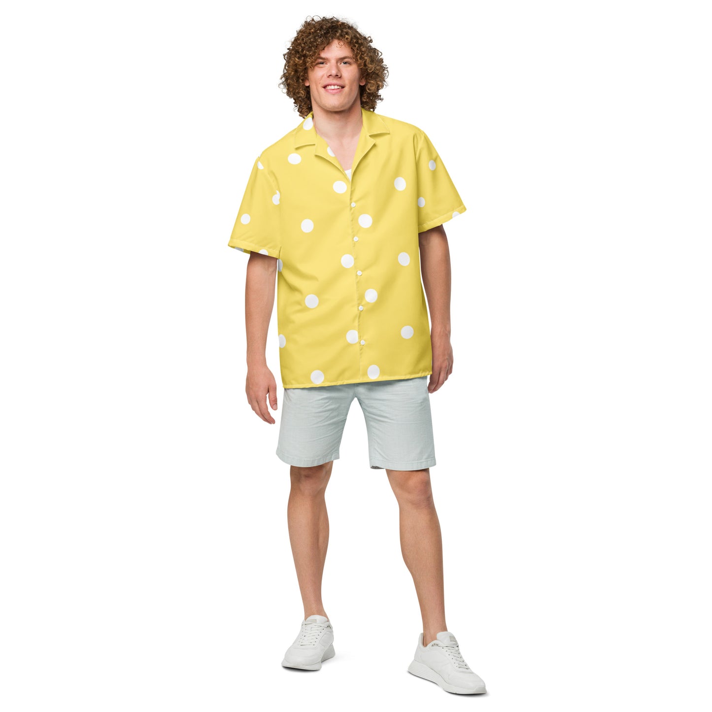 Yellow Polka Dot Unisex Button Shirt