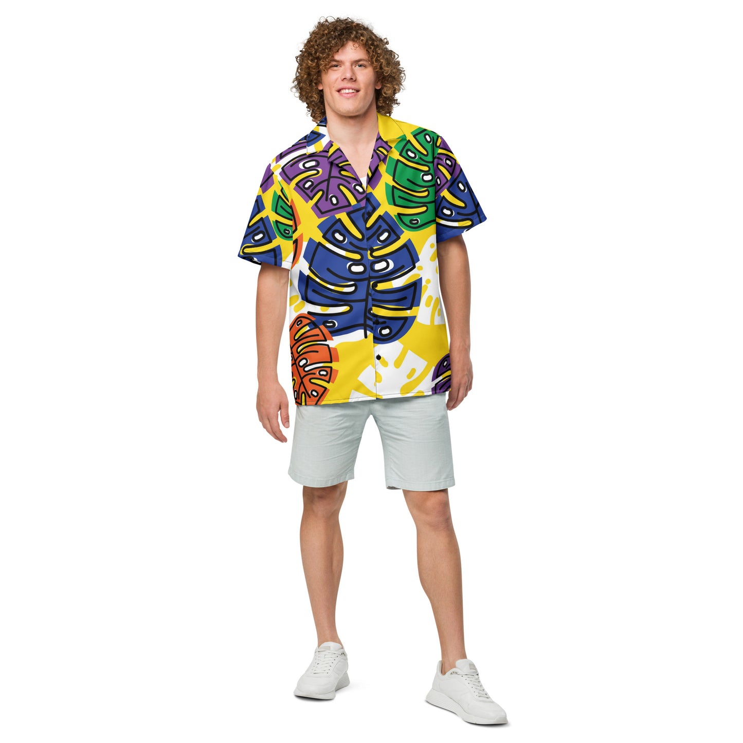 Tropical Print Unisex Button Shirt