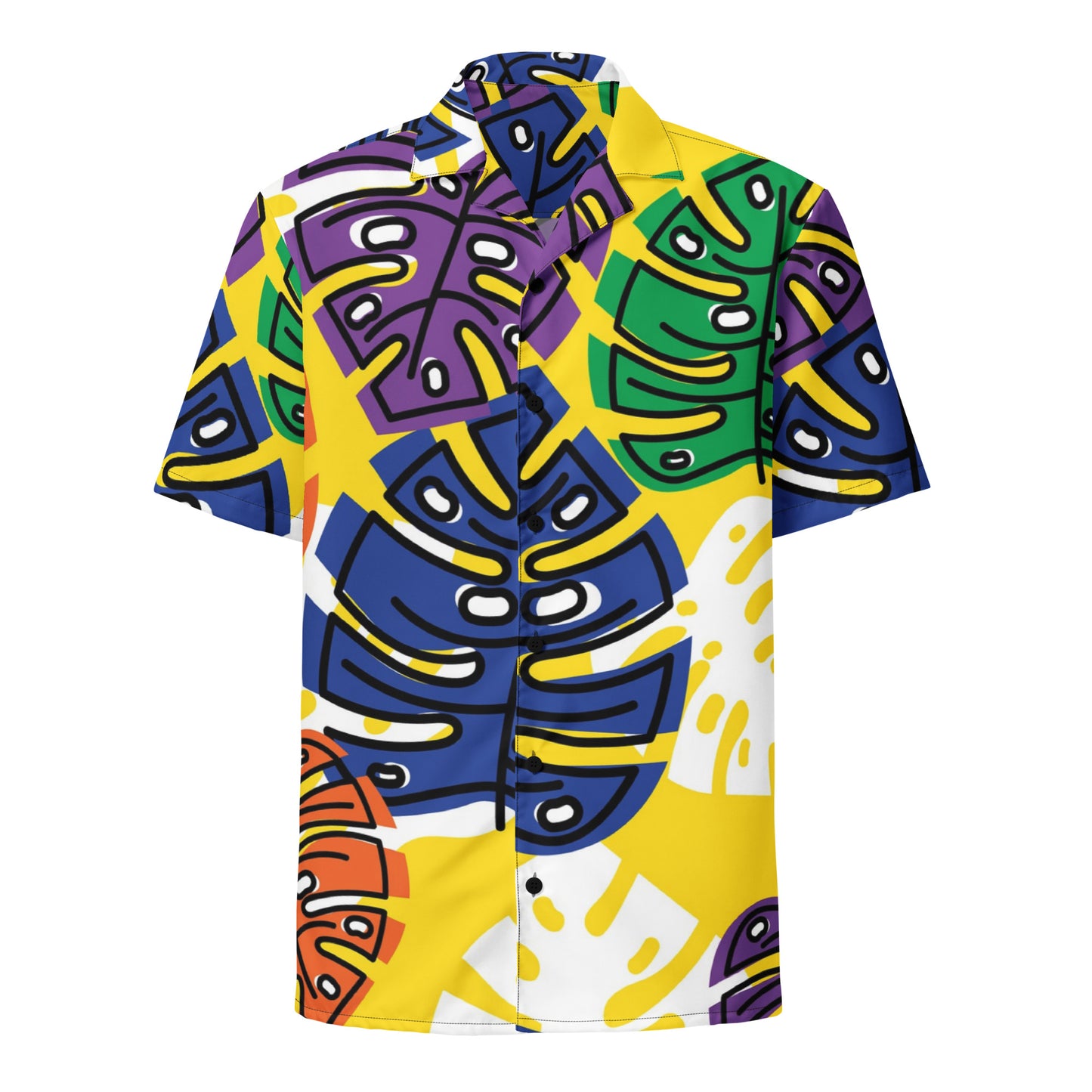 Tropical Print Unisex Button Shirt