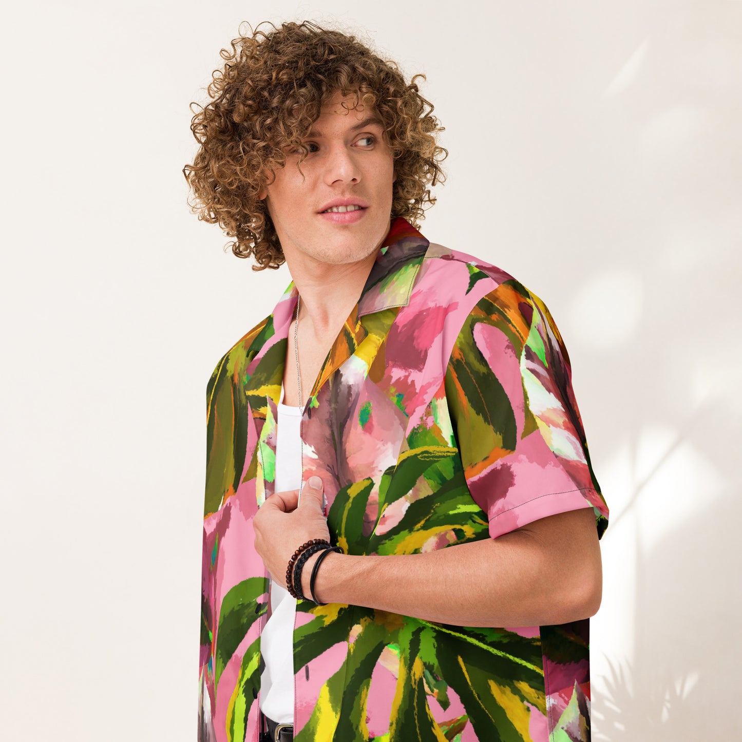 Tropical Pink Unisex Button Shirt