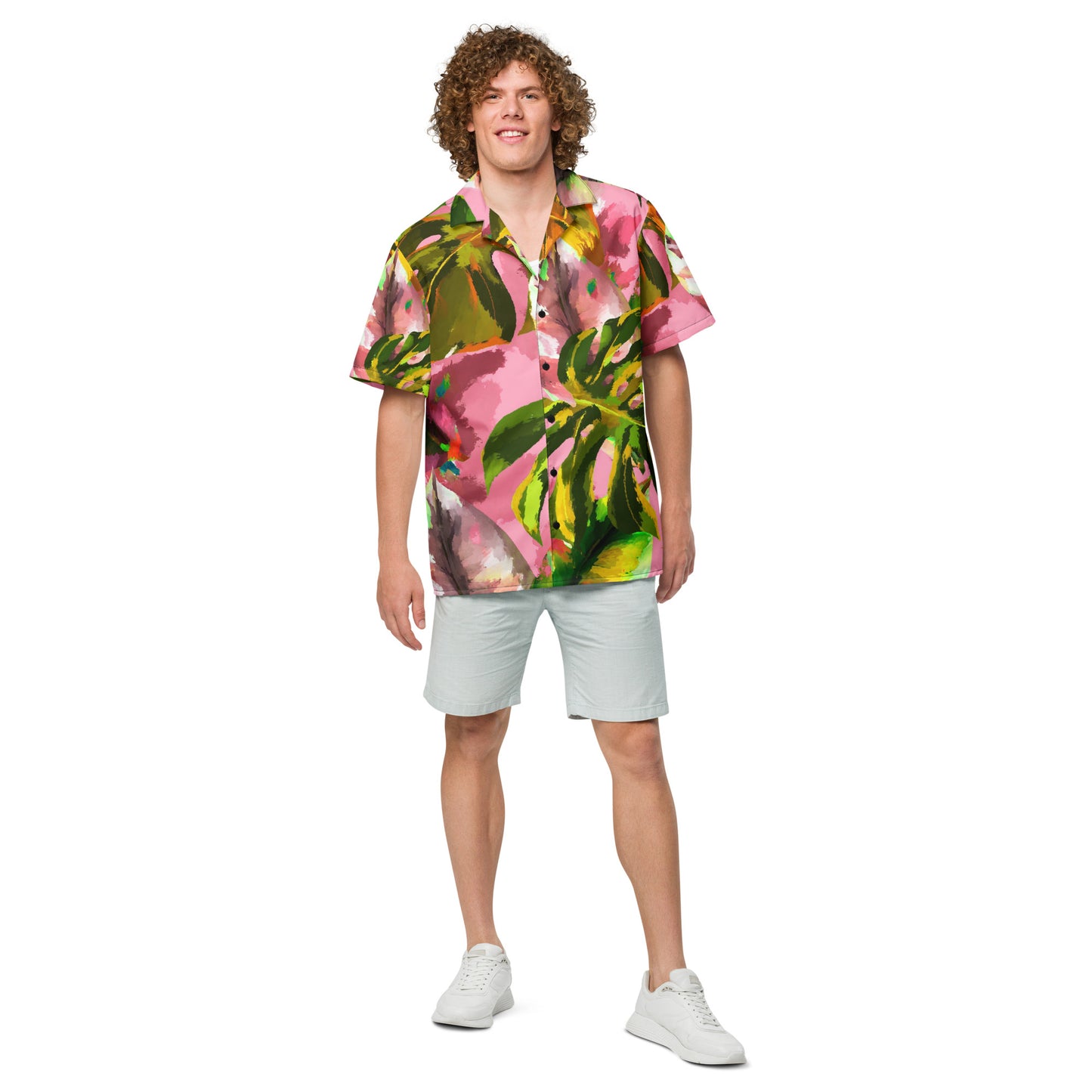 Tropical Pink Unisex Button Shirt